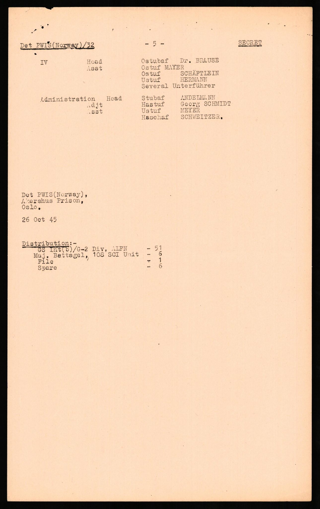 Forsvaret, Forsvarets overkommando II, AV/RA-RAFA-3915/D/Db/L0024: CI Questionaires. Tyske okkupasjonsstyrker i Norge. Tyskere., 1945-1946, p. 84