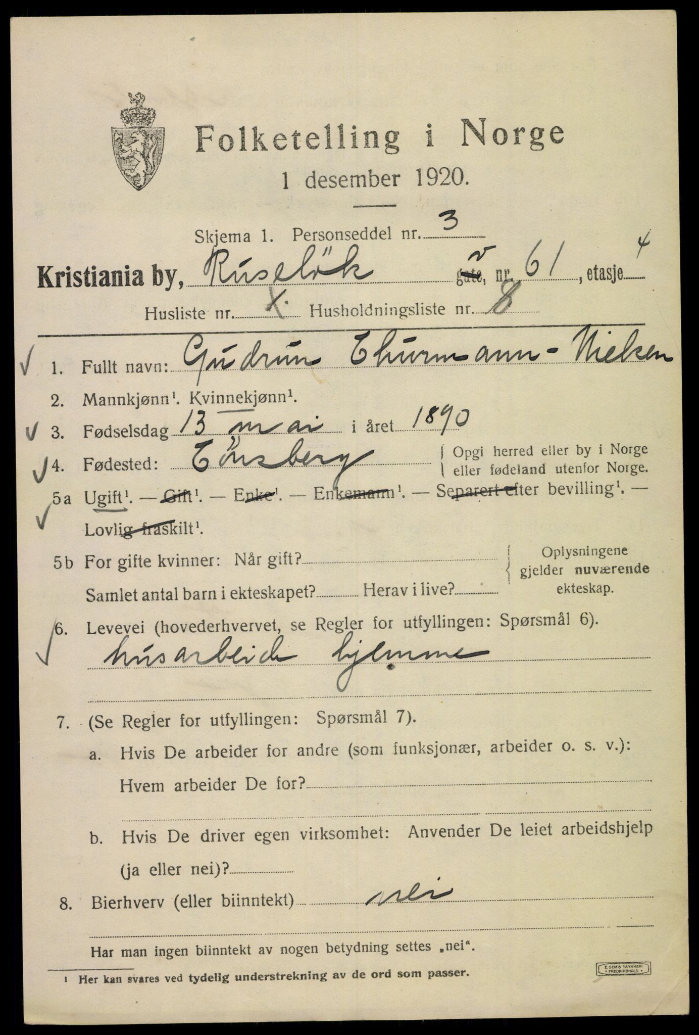 SAO, 1920 census for Kristiania, 1920, p. 473621