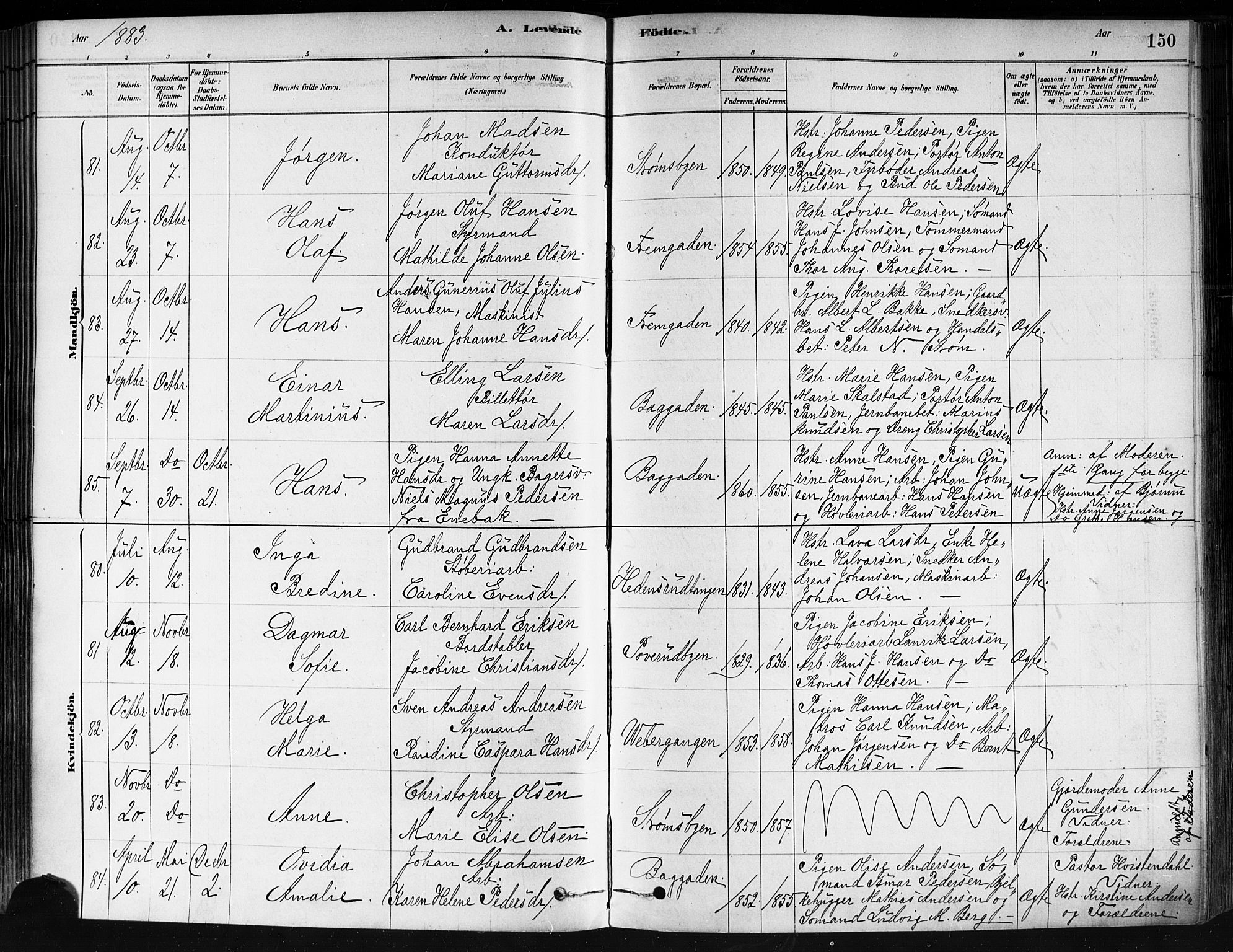 Strømsø kirkebøker, SAKO/A-246/F/Fa/L0021: Parish register (official) no. I 21, 1878-1885, p. 150