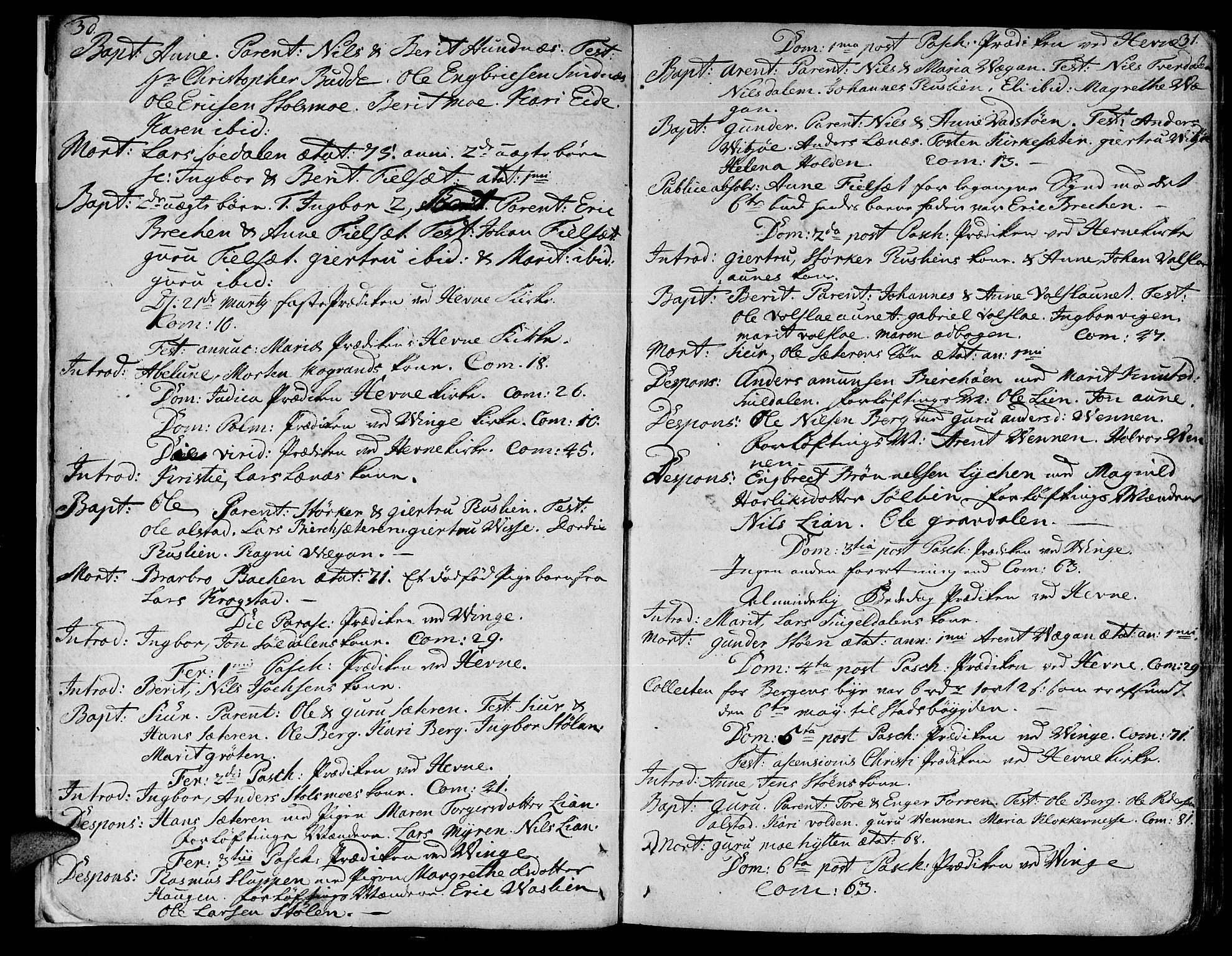Ministerialprotokoller, klokkerbøker og fødselsregistre - Sør-Trøndelag, SAT/A-1456/630/L0489: Parish register (official) no. 630A02, 1757-1794, p. 30-31