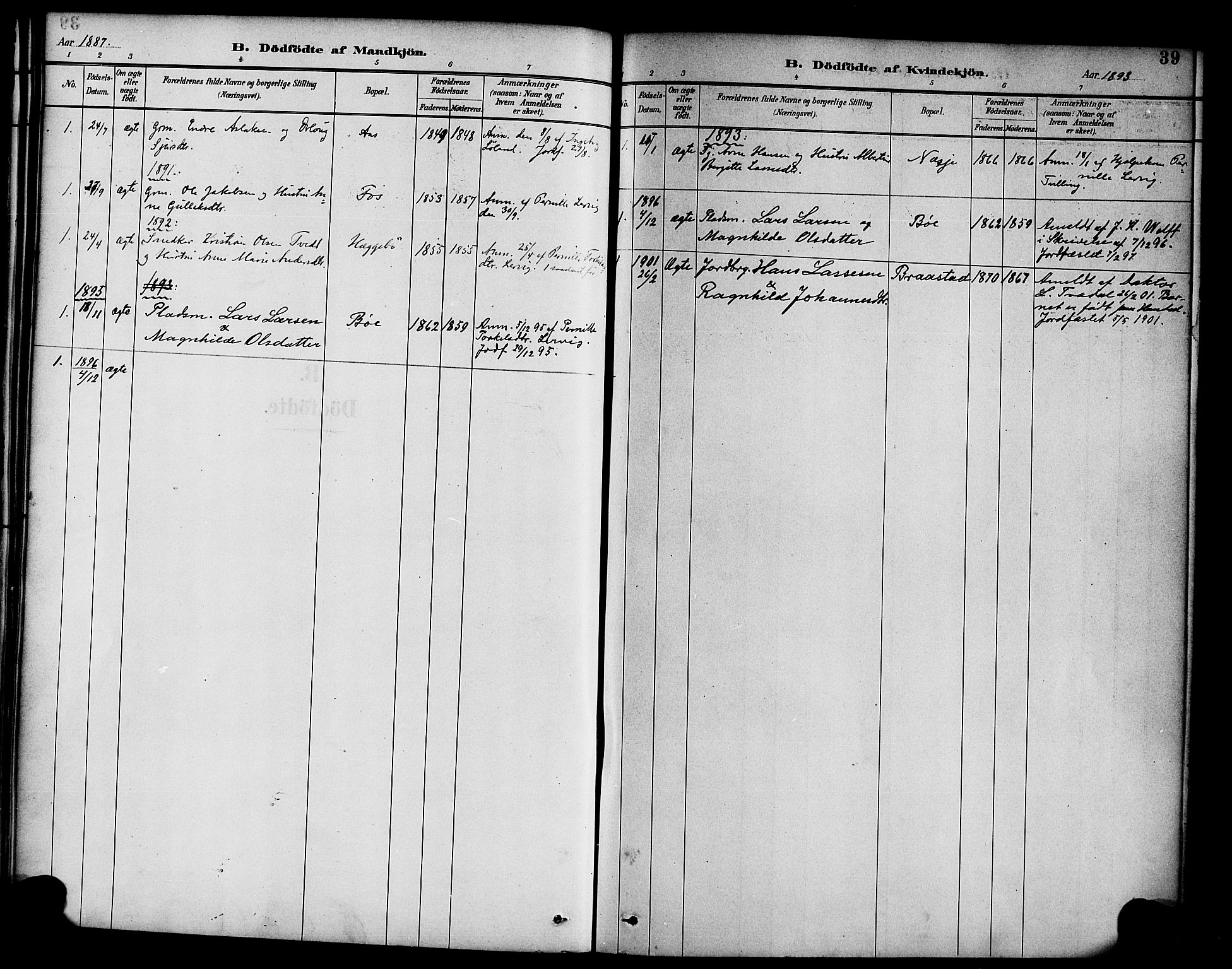 Hyllestad sokneprestembete, SAB/A-80401: Parish register (official) no. C 1, 1886-1904, p. 39