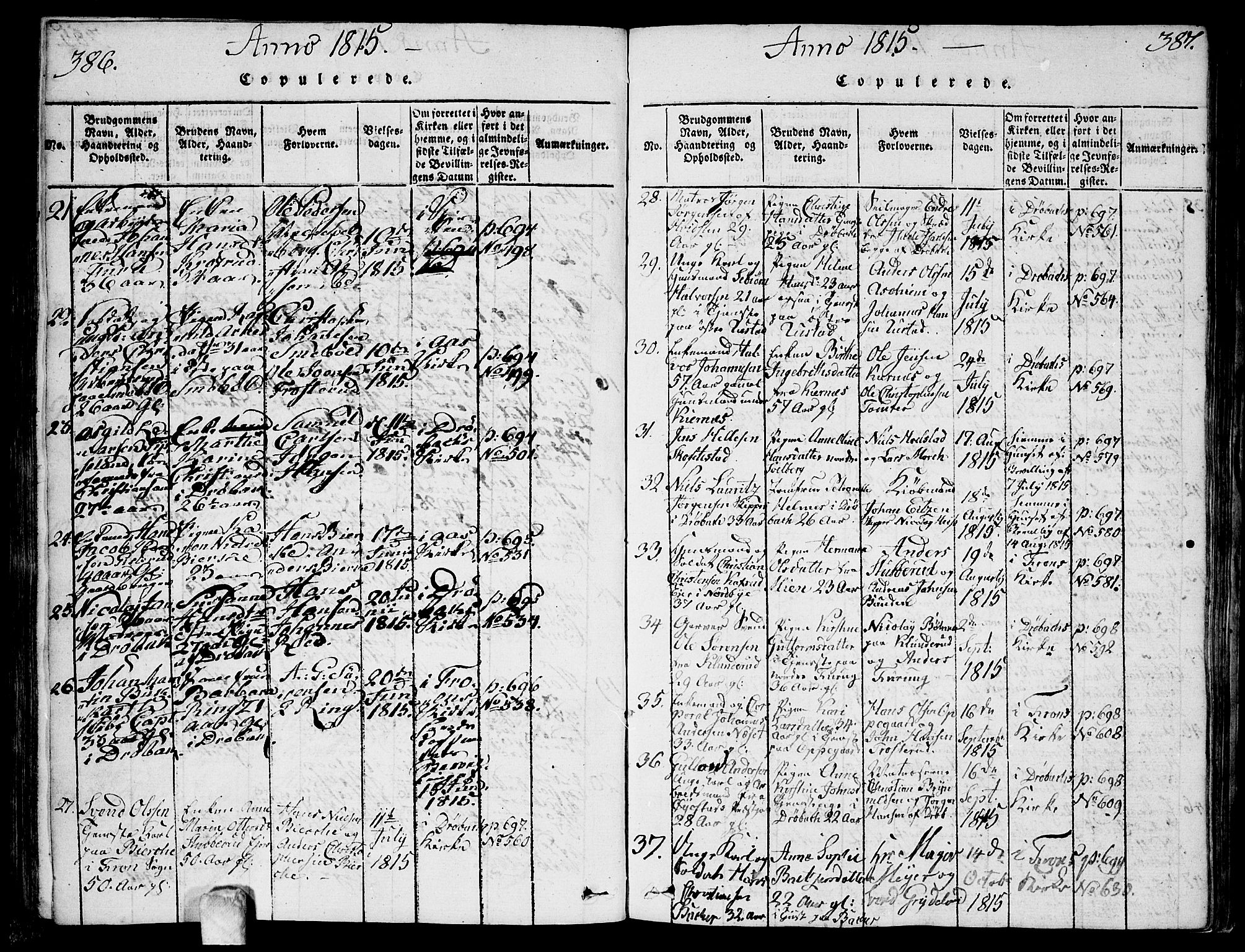 Ås prestekontor Kirkebøker, SAO/A-10894/F/Fa/L0003: Parish register (official) no. I 3, 1814-1818, p. 386-387