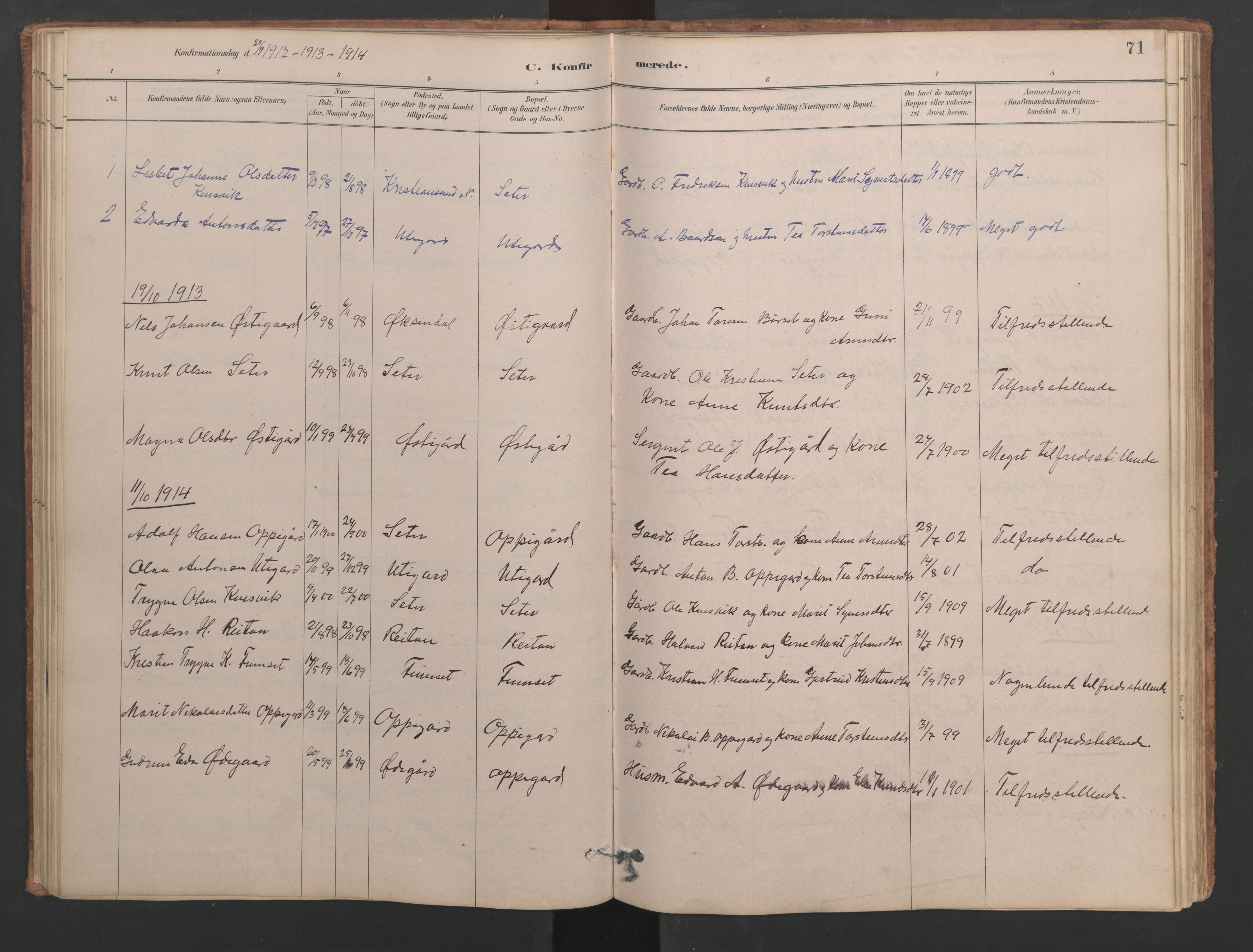 Ministerialprotokoller, klokkerbøker og fødselsregistre - Møre og Romsdal, AV/SAT-A-1454/553/L0642: Parish register (copy) no. 553C01, 1880-1968, p. 71