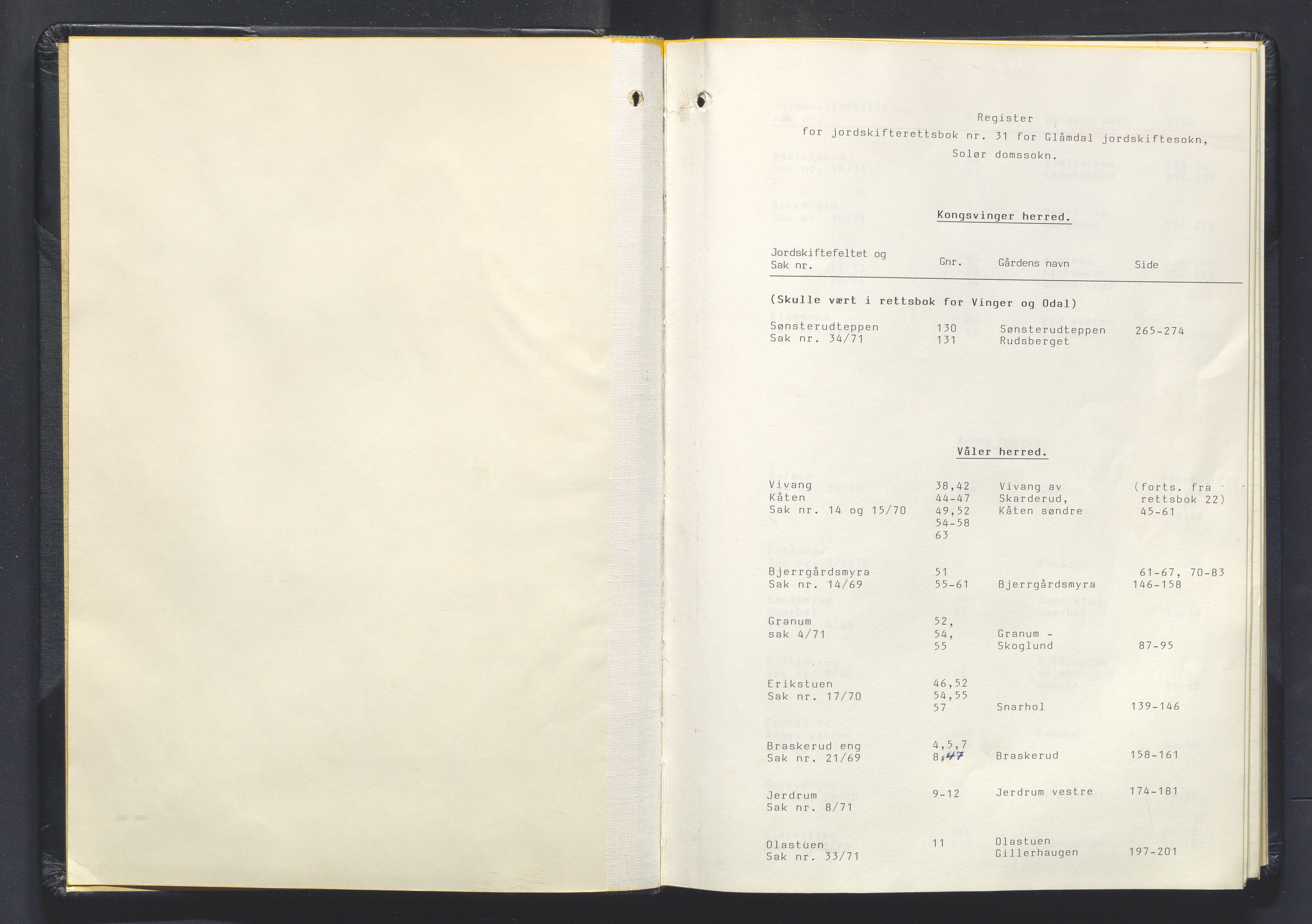 Glåmdal jordskifterett, AV/SAH-JORDSKIFTEH-003/G/Ga/L0016/0002: Rettsbøker / Rettsbok - nr. 31, 1971-1973