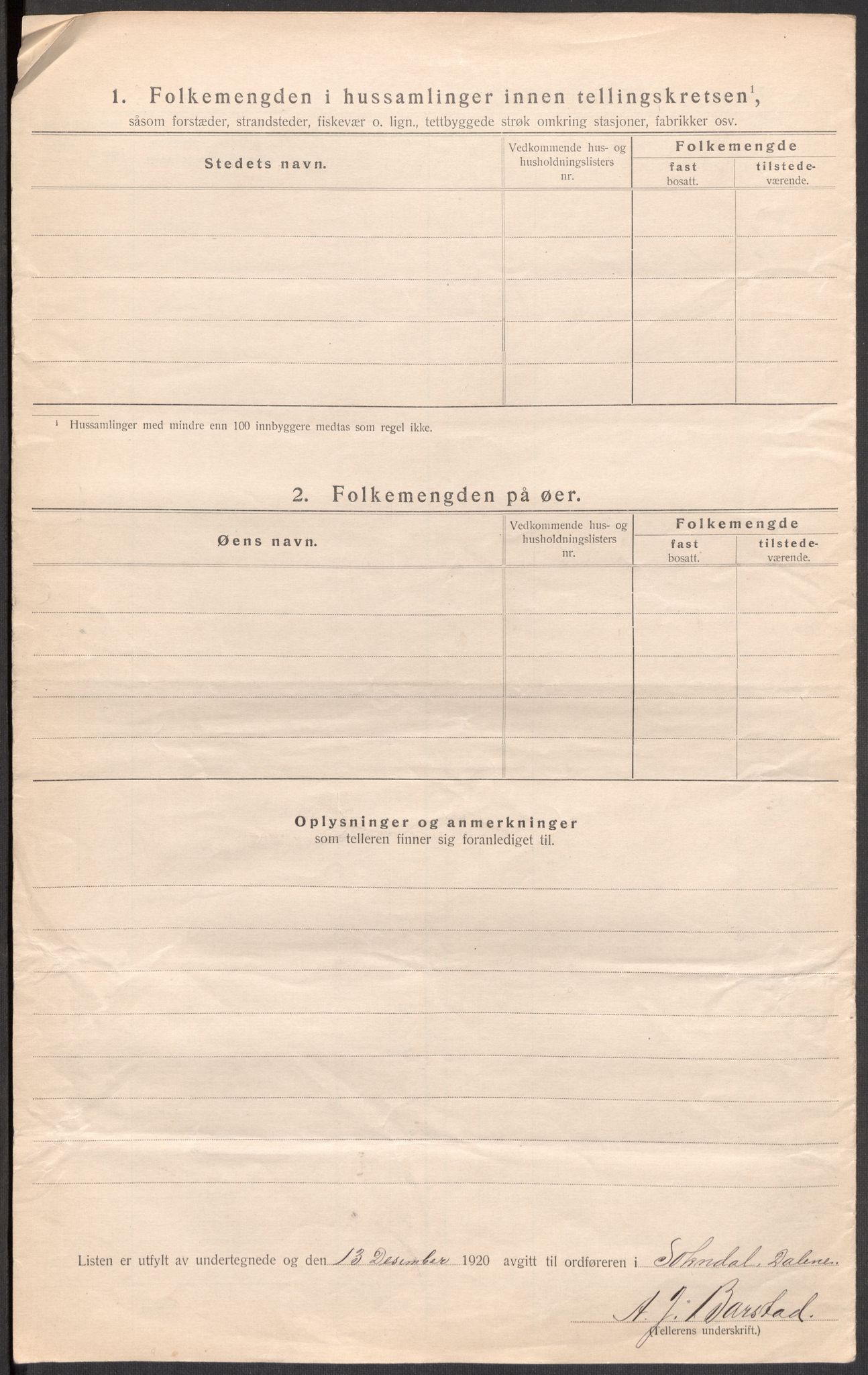 SAST, 1920 census for Sokndal, 1920, p. 41