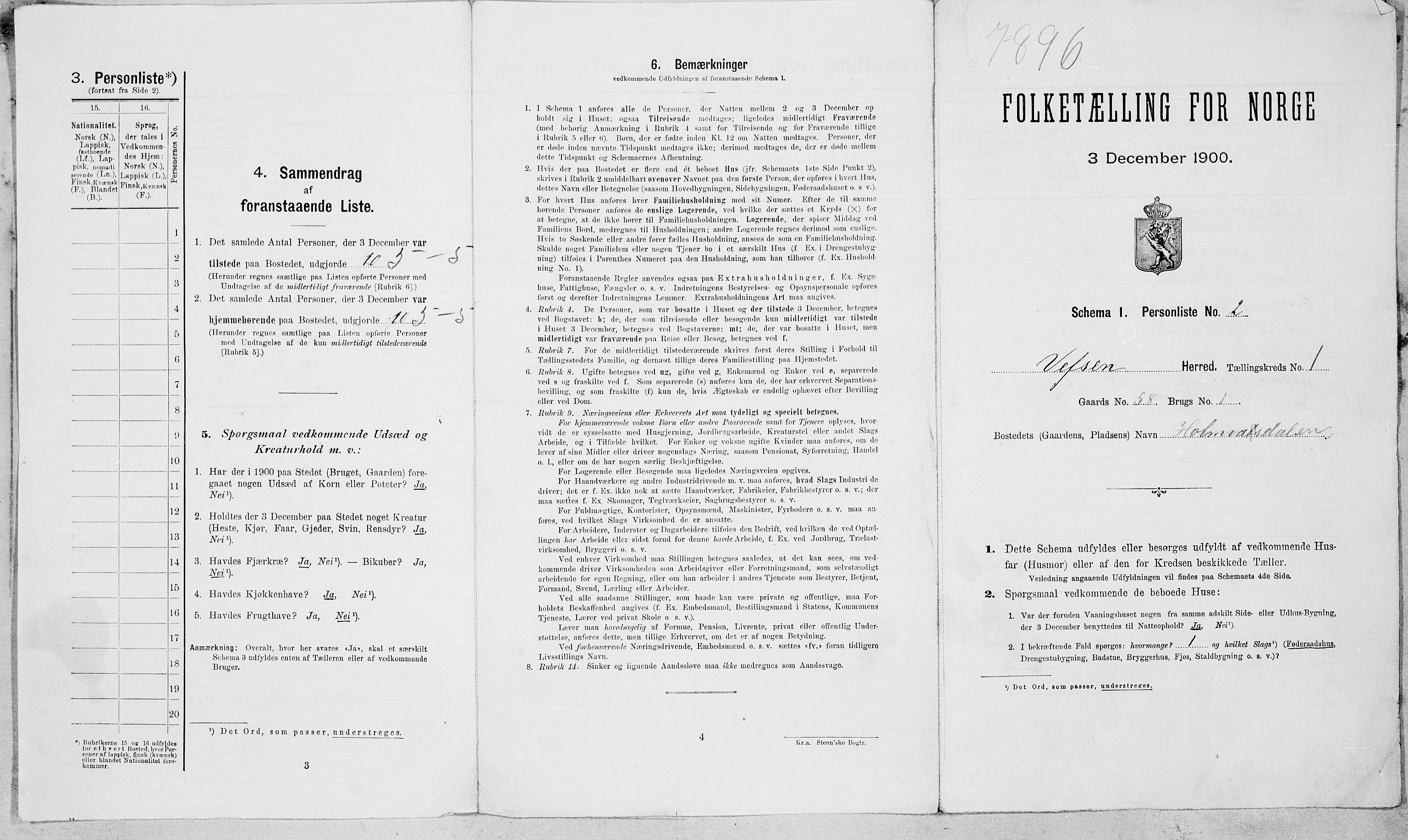 SAT, 1900 census for Vefsn, 1900, p. 32