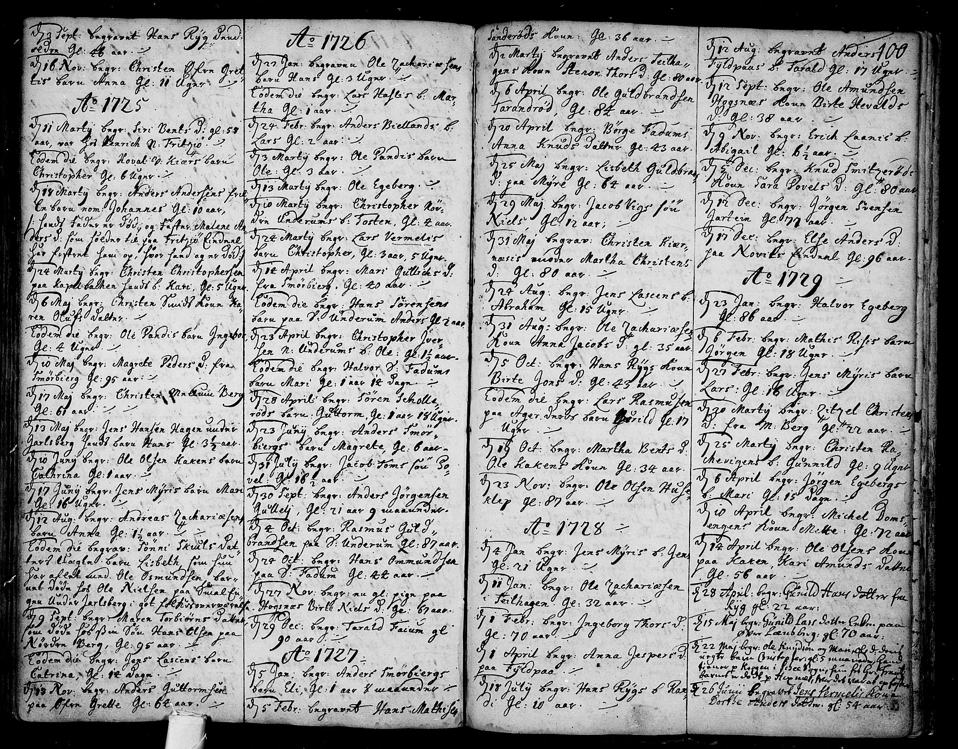 Sem kirkebøker, SAKO/A-5/F/Fa/L0001: Parish register (official) no. I 1, 1702-1763, p. 100