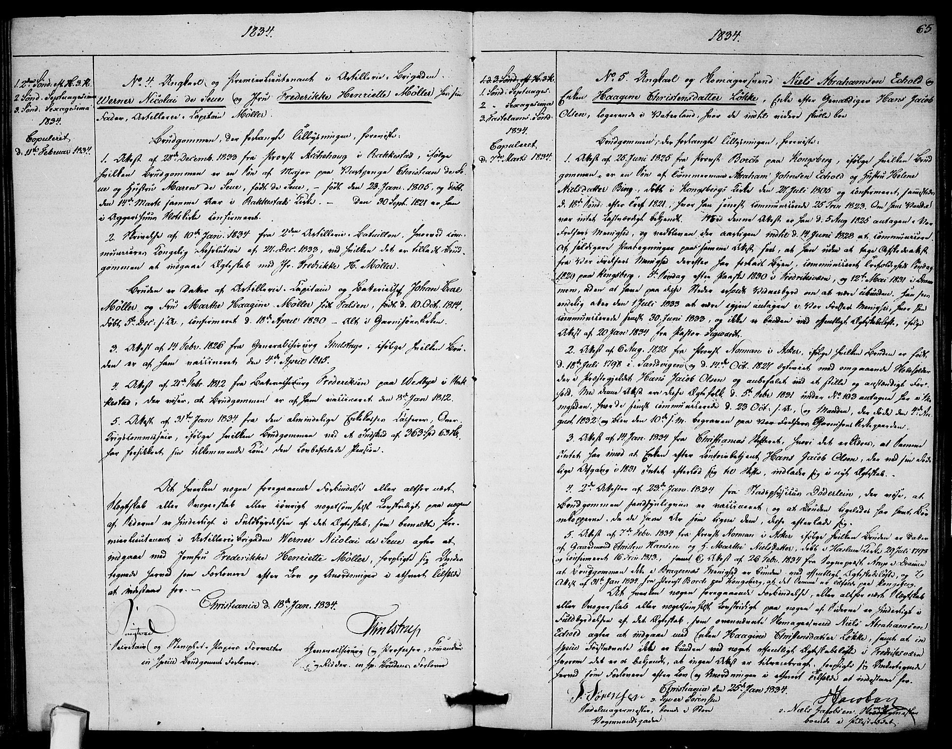 Garnisonsmenigheten Kirkebøker, AV/SAO-A-10846/H/Ha/L0002: Banns register no. I 2, 1829-1835, p. 65