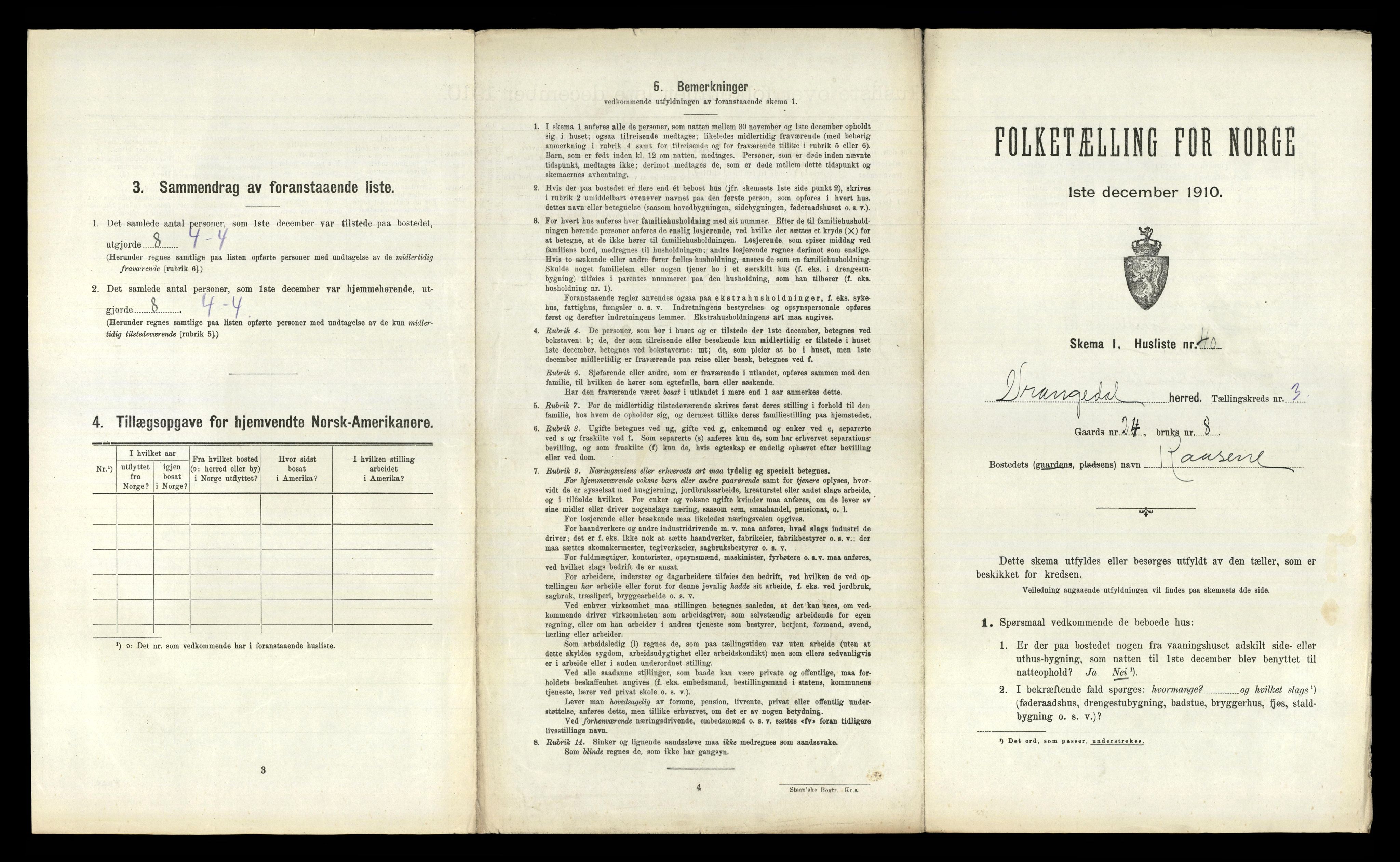 RA, 1910 census for Drangedal, 1910, p. 355