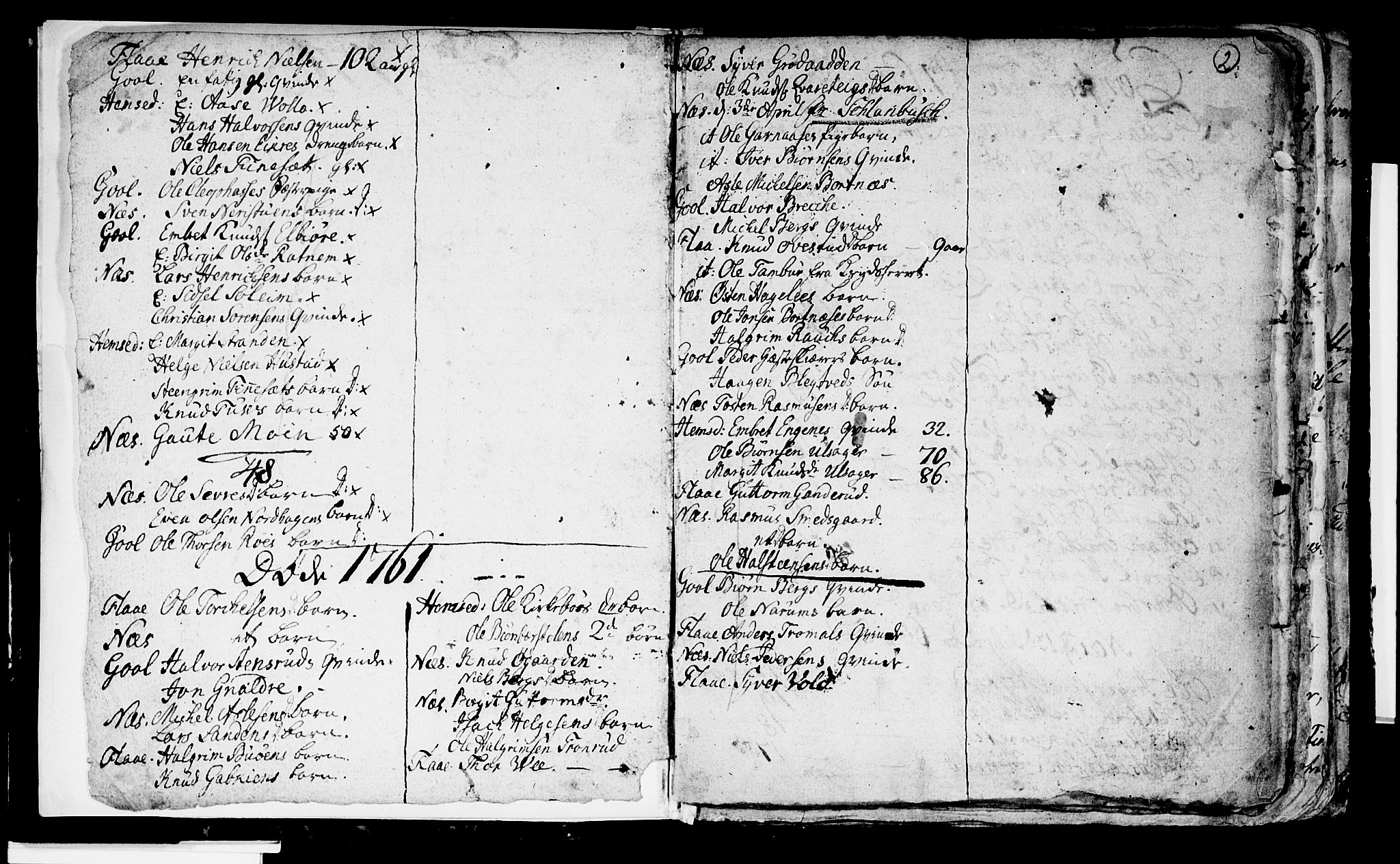 Nes kirkebøker, AV/SAKO-A-236/F/Fa/L0003: Parish register (official) no. 3, 1760-1764, p. 2