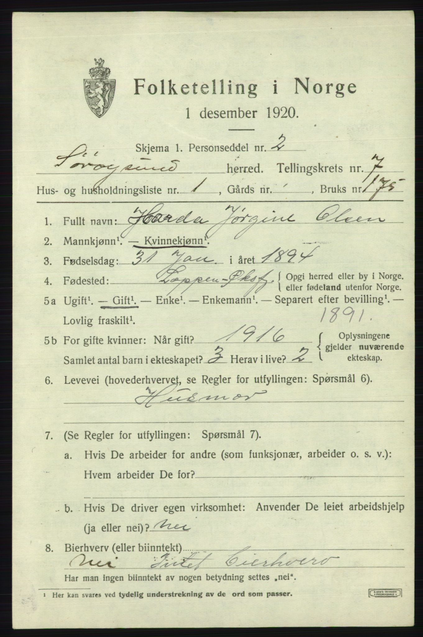 SATØ, 1920 census for Sørøysund rural district, 1920, p. 2784