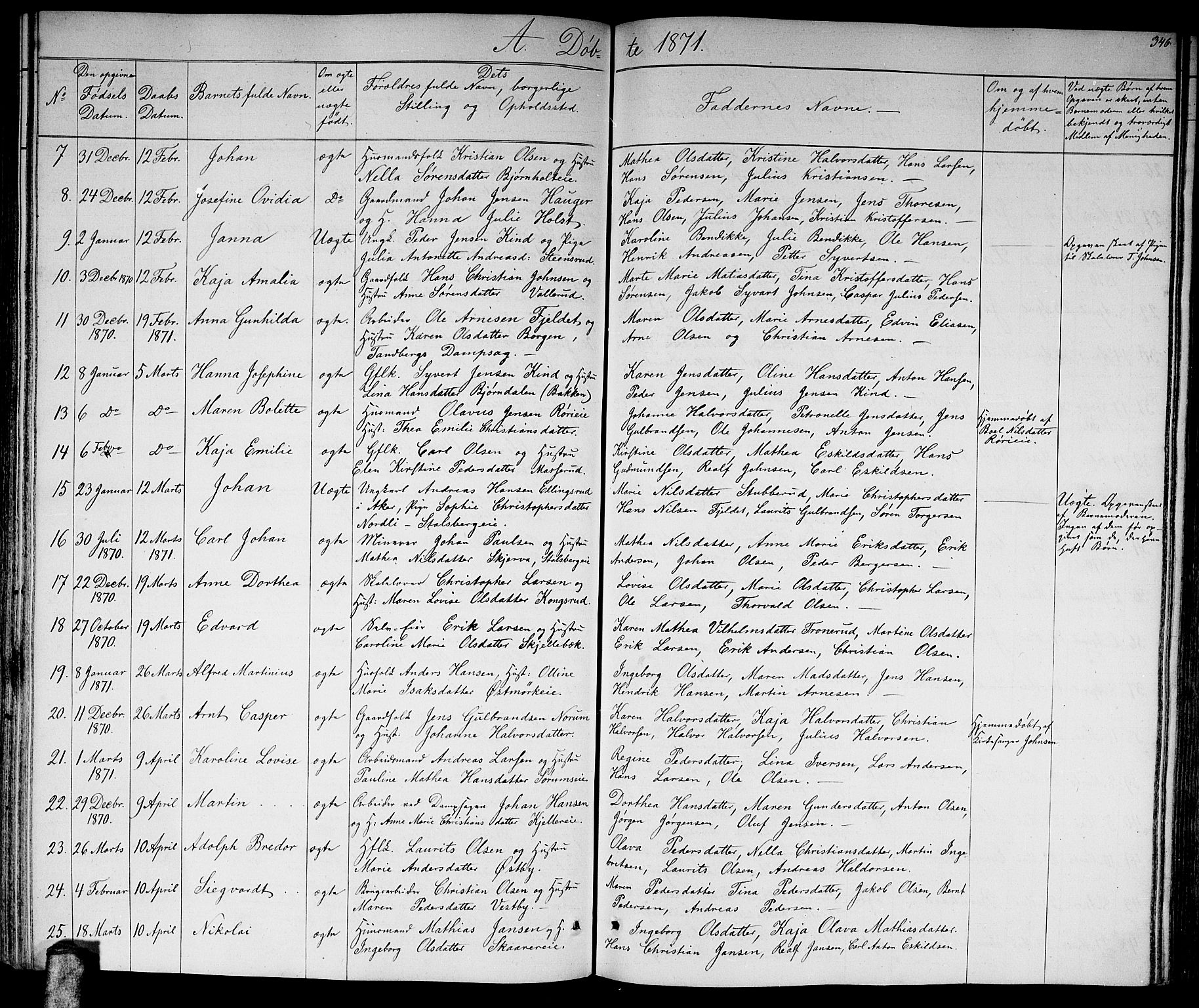 Skedsmo prestekontor Kirkebøker, SAO/A-10033a/G/Ga/L0002: Parish register (copy) no. I 2, 1855-1872, p. 346