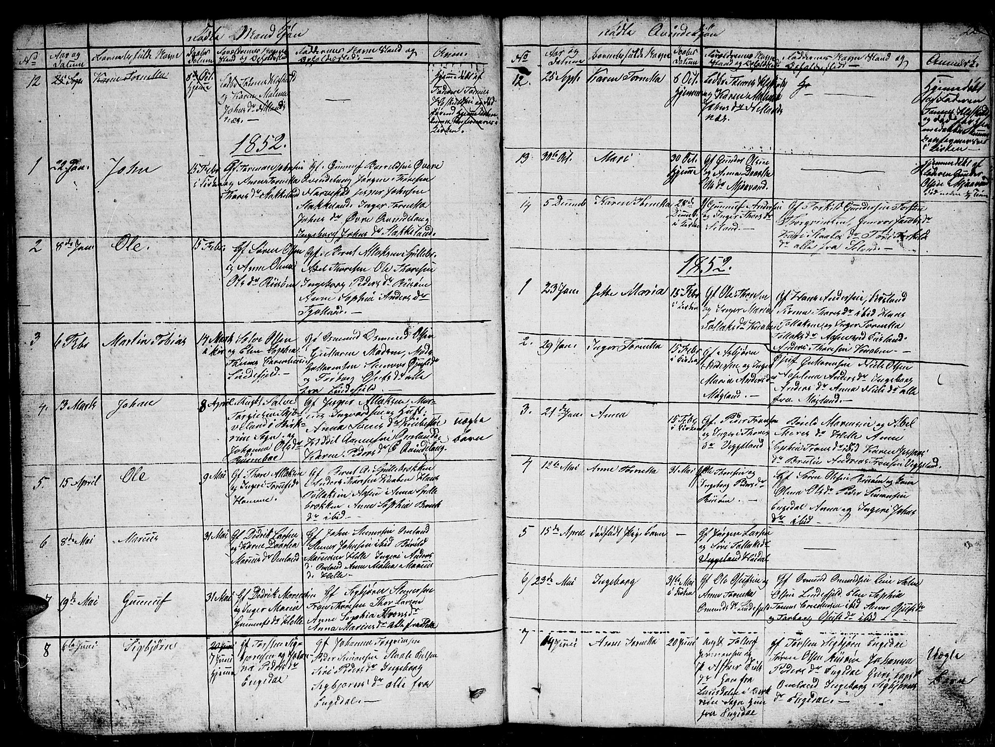 Fjotland sokneprestkontor, AV/SAK-1111-0010/F/Fb/L0002: Parish register (copy) no. B 2, 1841-1871, p. 22