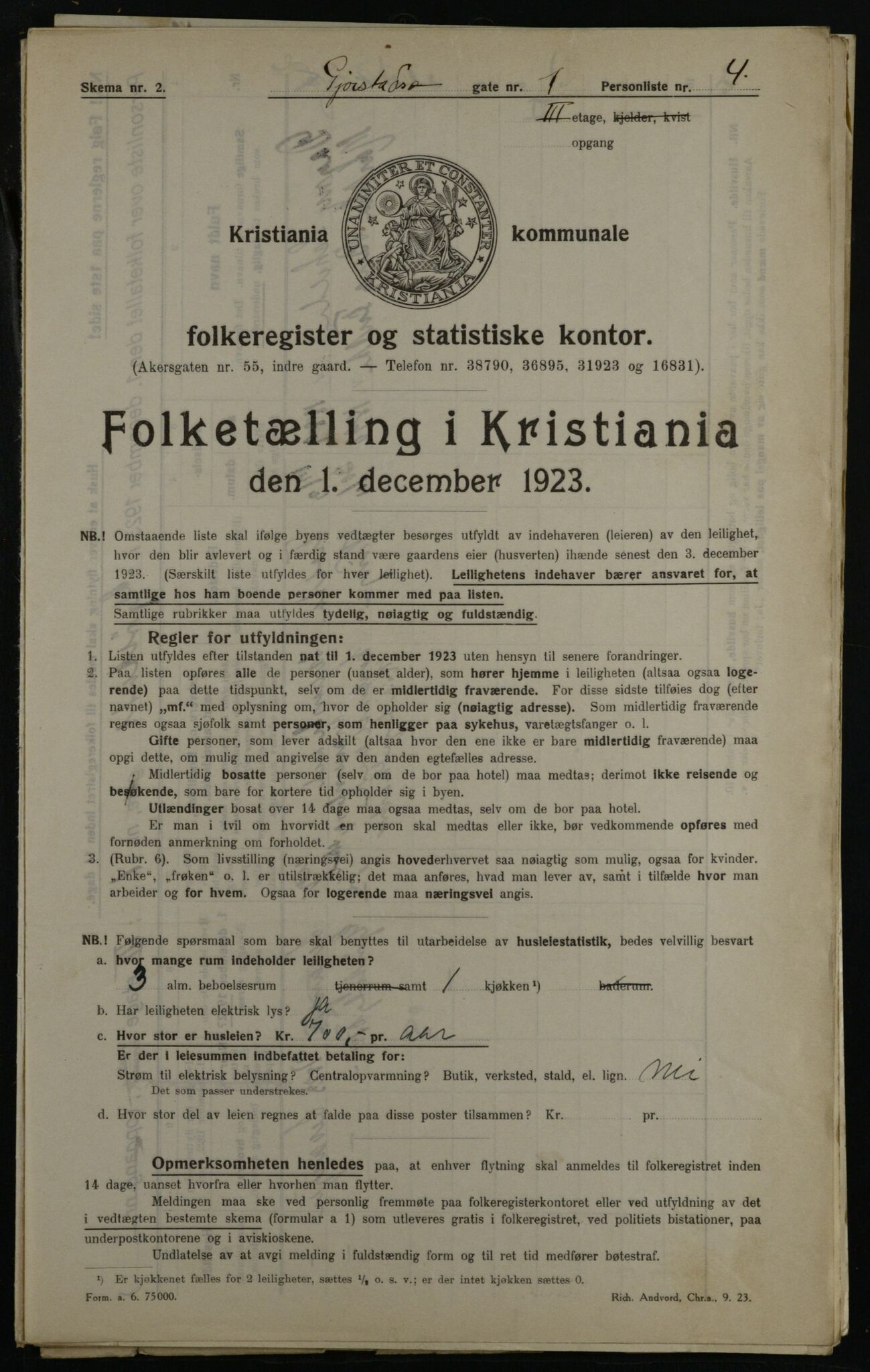 OBA, Municipal Census 1923 for Kristiania, 1923, p. 33187