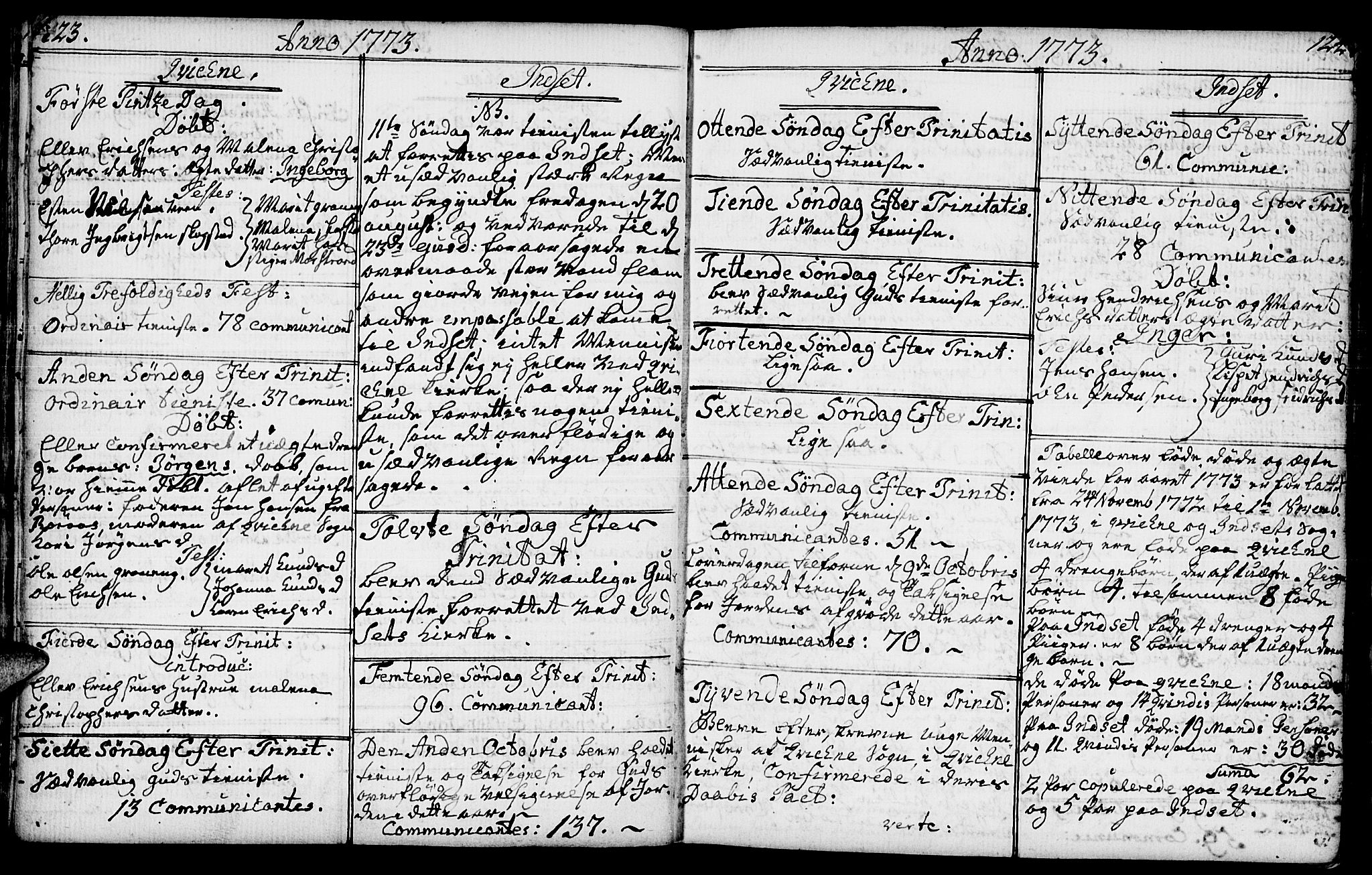 Kvikne prestekontor, SAH/PREST-064/H/Ha/Haa/L0002: Parish register (official) no. 2, 1764-1784, p. 123-124