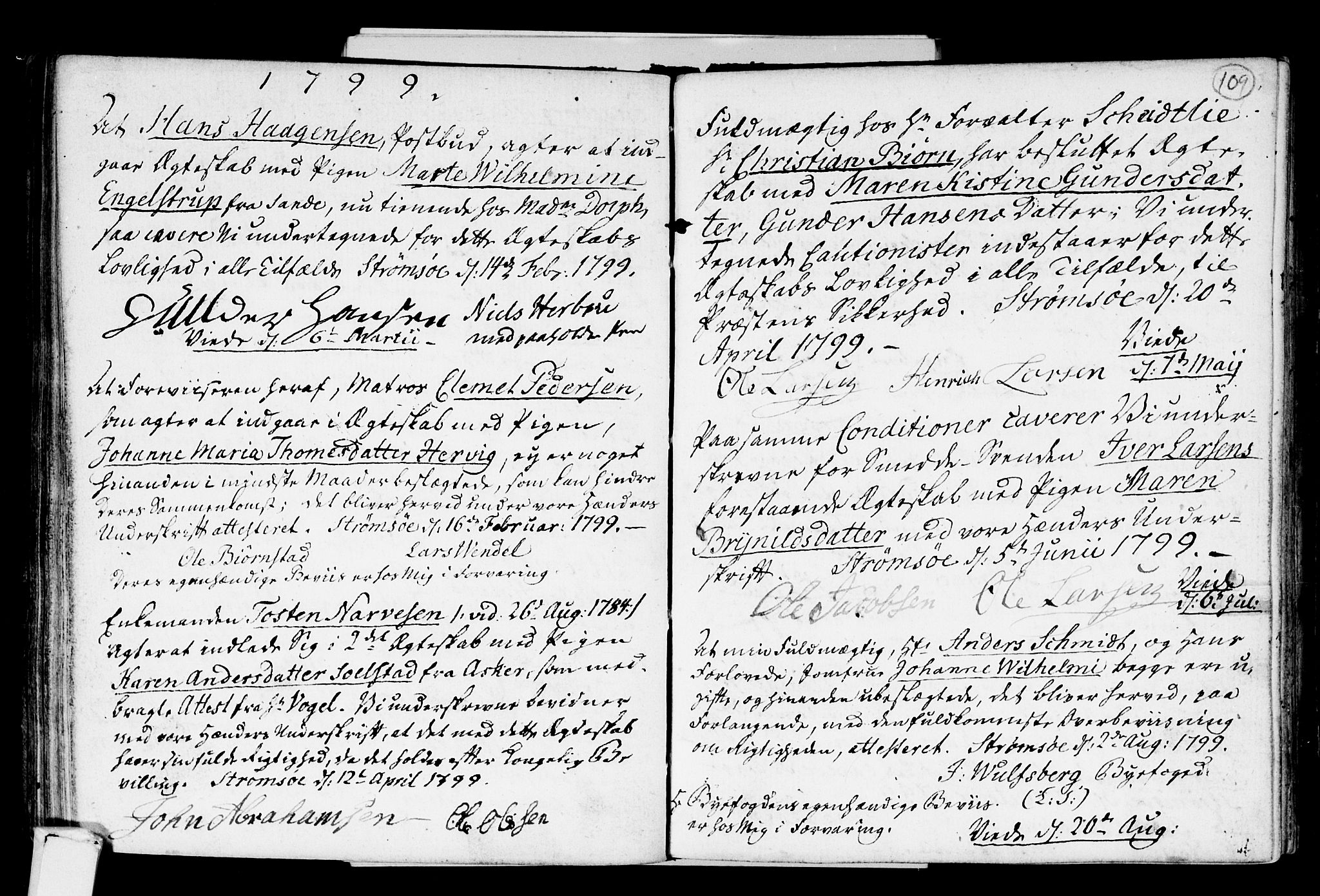 Strømsø kirkebøker, SAKO/A-246/H/Hb/L0001: Best man's statements no. 1, 1752-1815, p. 109