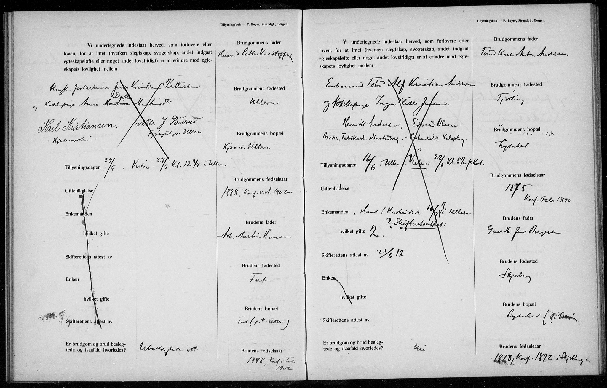 Ullern prestekontor Kirkebøker, AV/SAO-A-10740/H/L0001: Banns register no. 1, 1911-1916