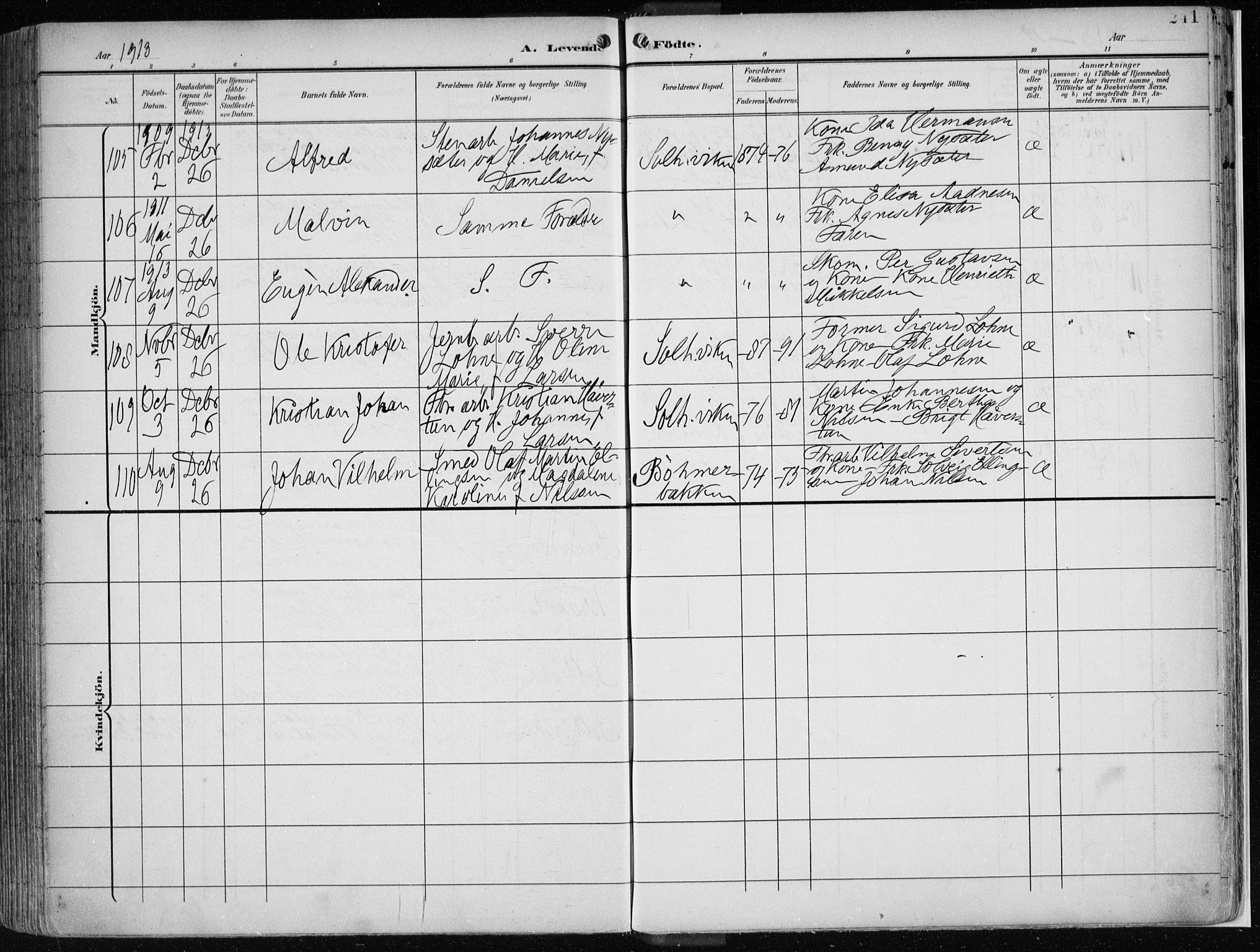 Årstad Sokneprestembete, AV/SAB-A-79301/H/Haa/L0002: Parish register (official) no. A 2, 1899-1914, p. 241