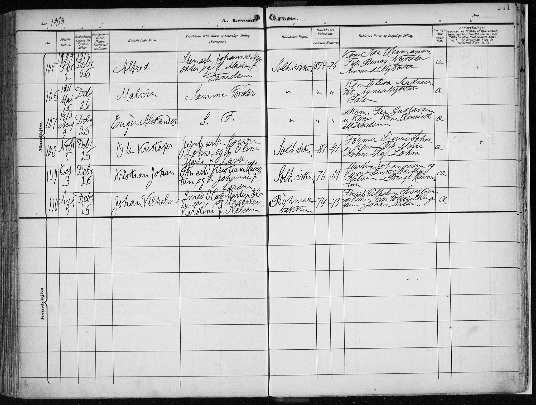 Årstad Sokneprestembete, AV/SAB-A-79301/H/Haa/L0002: Parish register (official) no. A 2, 1899-1914, p. 241