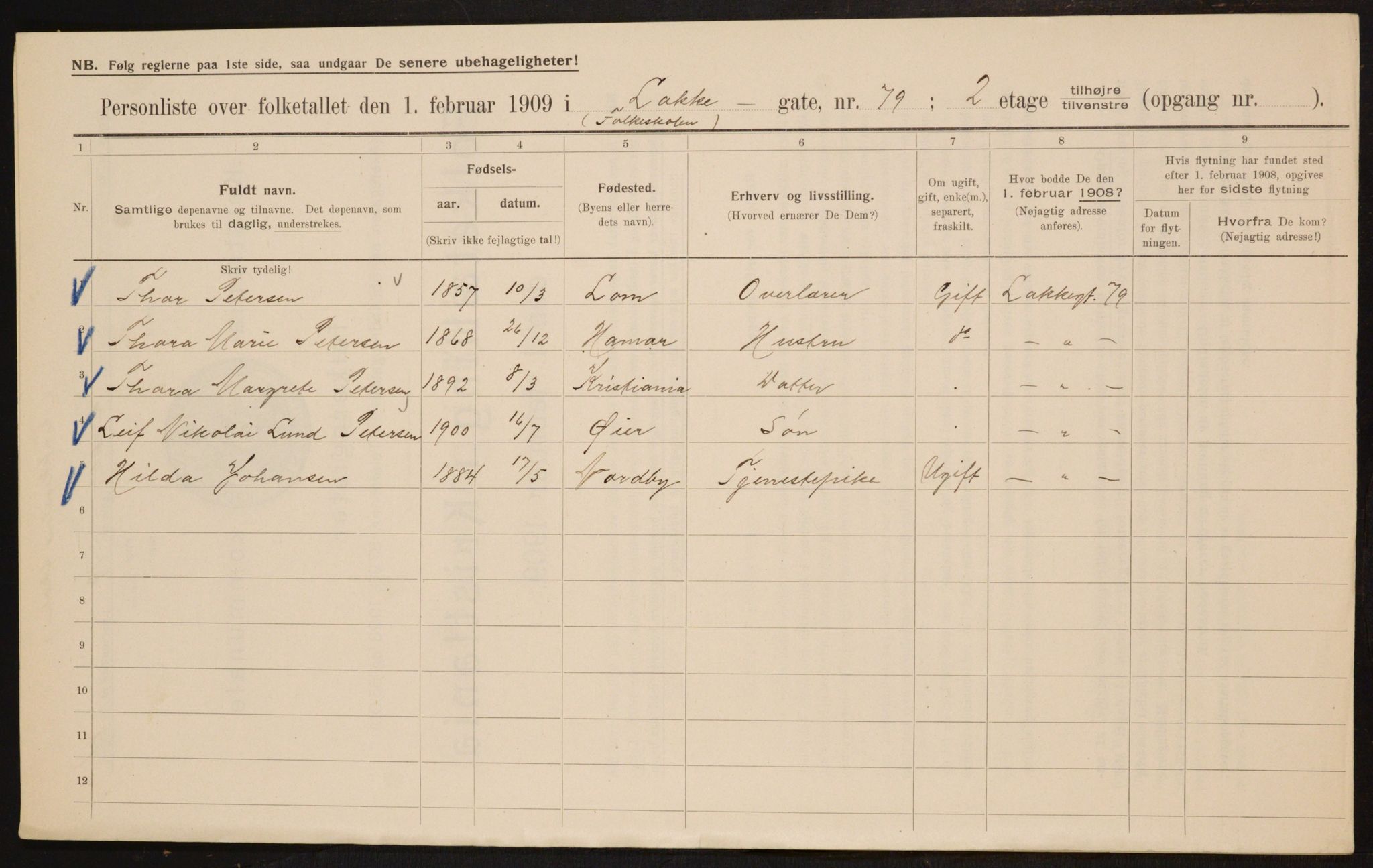 OBA, Municipal Census 1909 for Kristiania, 1909, p. 51379