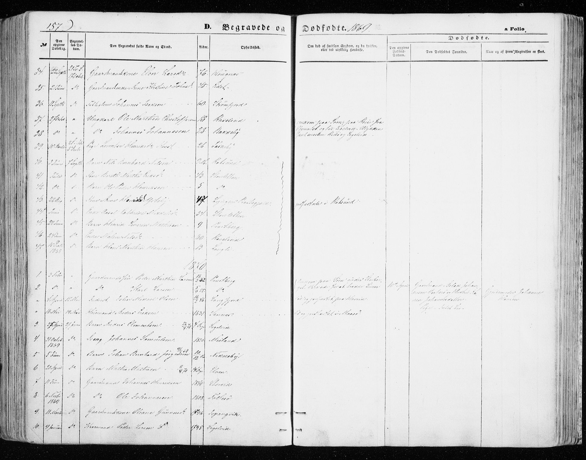 Skjervøy sokneprestkontor, SATØ/S-1300/H/Ha/Haa/L0007kirke: Parish register (official) no. 7, 1860-1870, p. 157