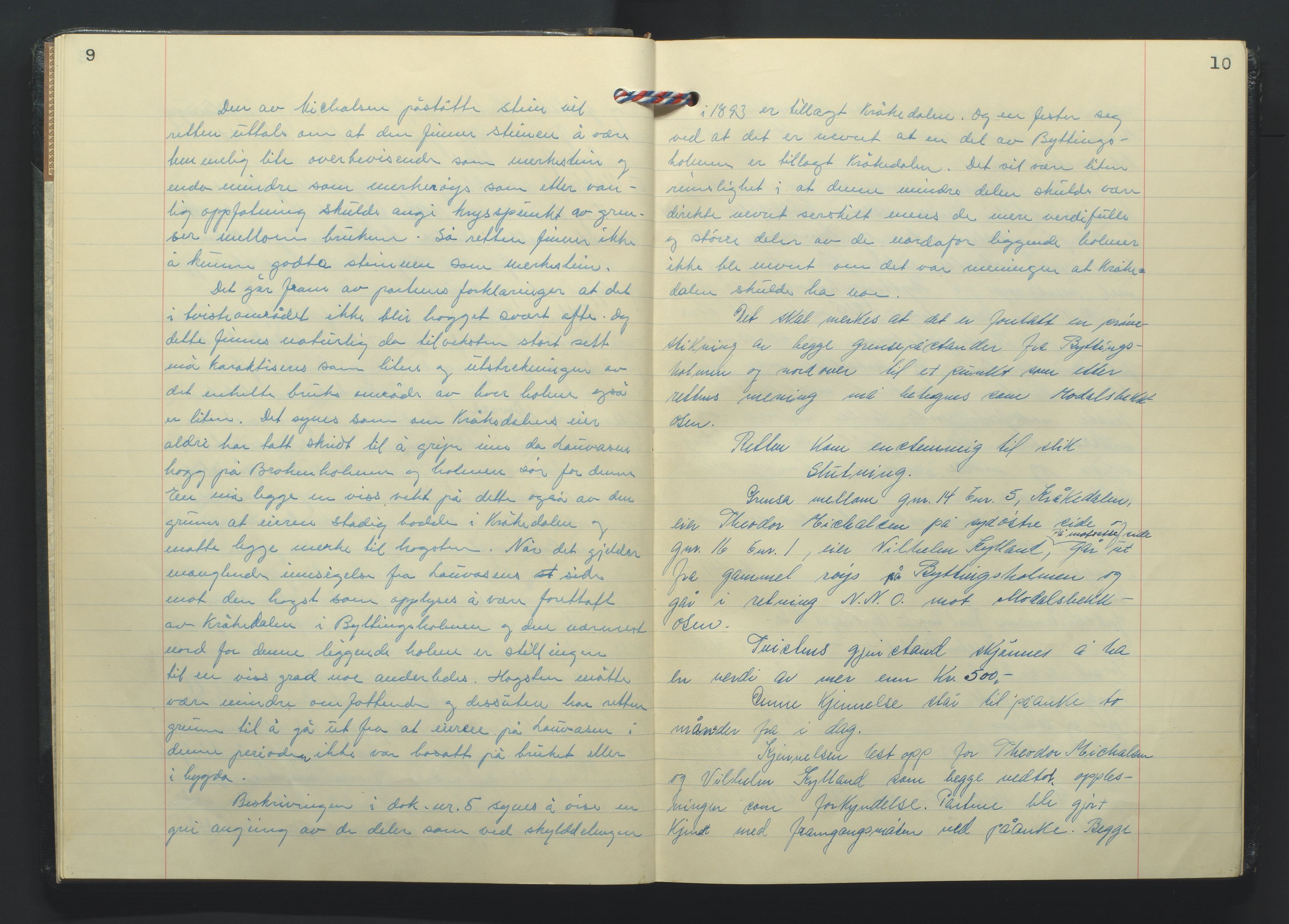 Nedenes jordskifterett, AV/SAK-1541-0007/F/Fa/Faa/L0001: Jordskifteprotokoll med gårdsregister, Nedenes domssokn nr 8, 1952-1972, p. 9-10