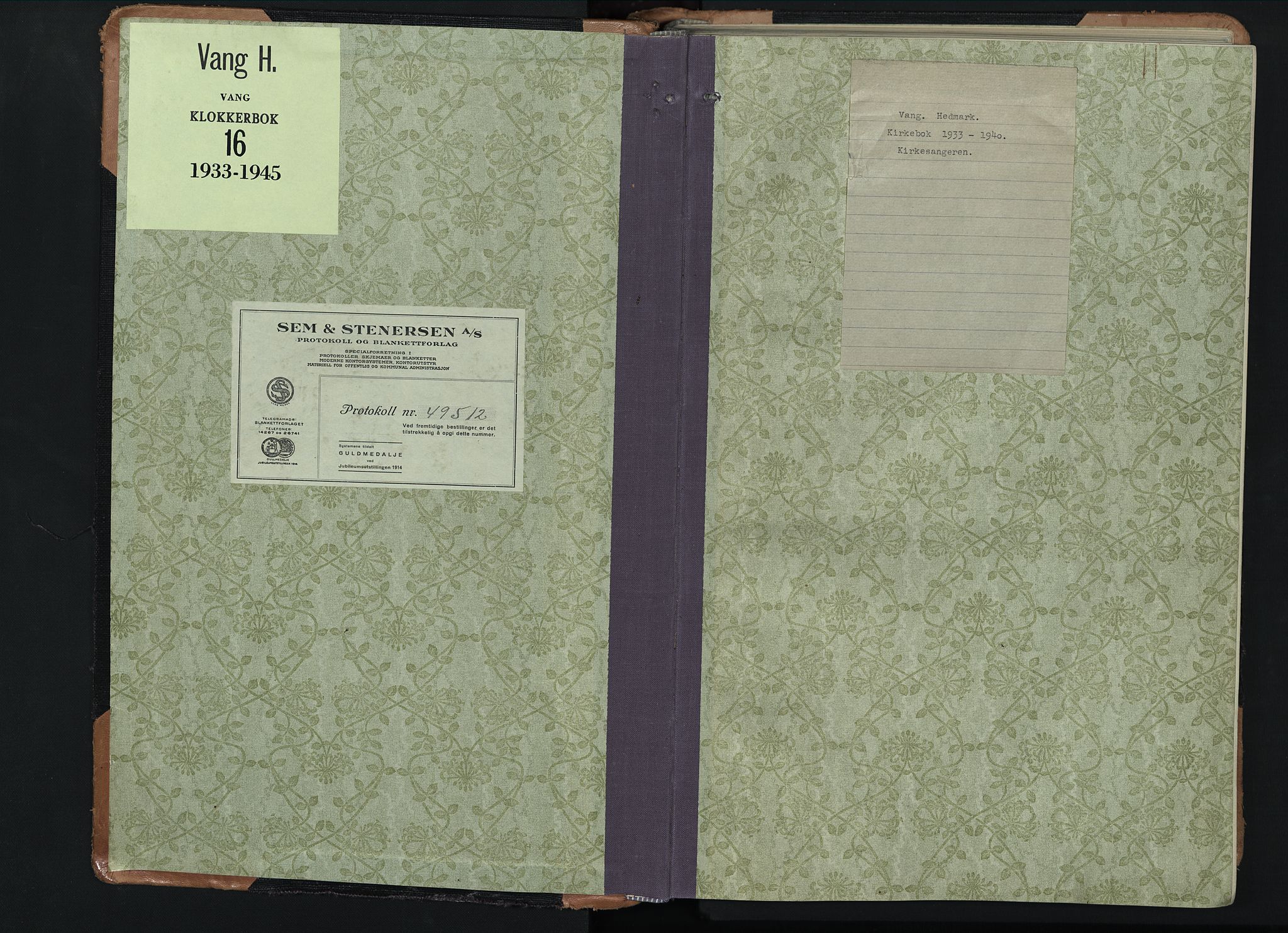 Vang prestekontor, Hedmark, SAH/PREST-008/H/Ha/Hab/L0016: Parish register (copy) no. 16, 1933-1945