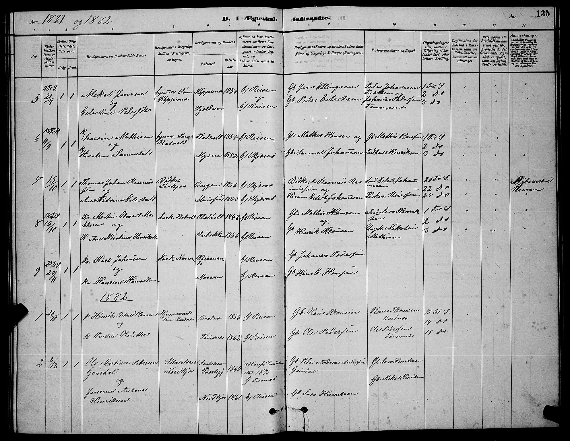 Skjervøy sokneprestkontor, SATØ/S-1300/H/Ha/Hab/L0020klokker: Parish register (copy) no. 20, 1878-1892, p. 135