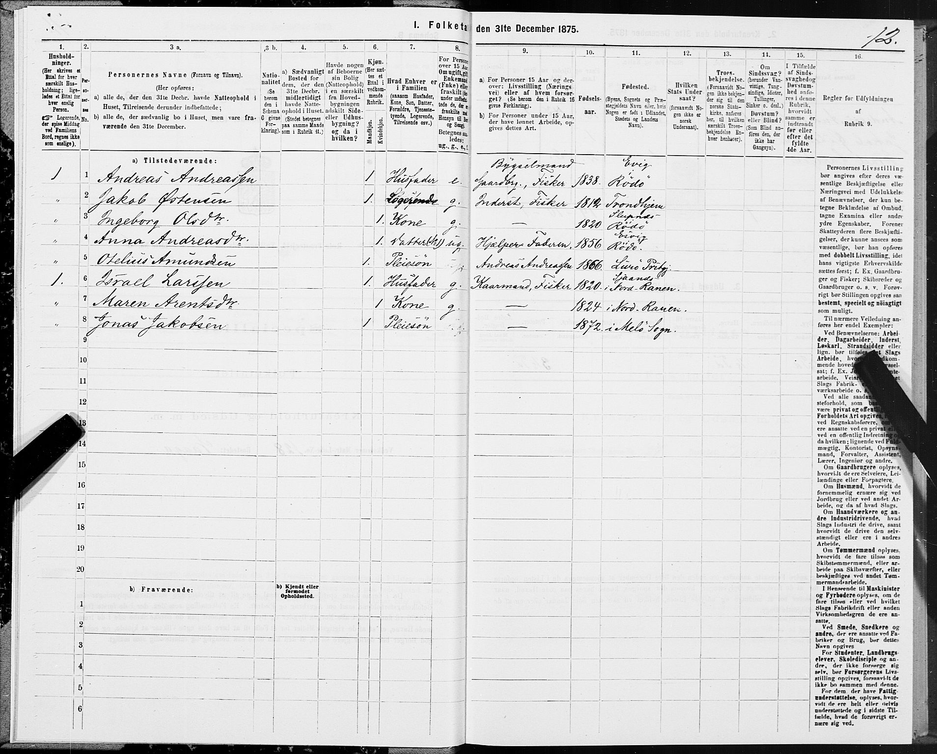 SAT, 1875 census for 1836P Rødøy, 1875, p. 2012