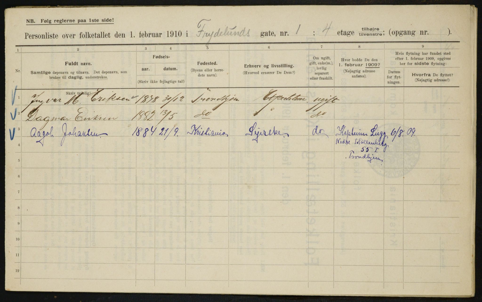 OBA, Municipal Census 1910 for Kristiania, 1910, p. 26178