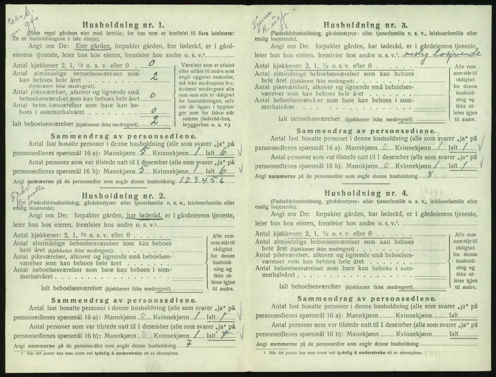 SAK, 1920 census for Bykle, 1920, p. 170