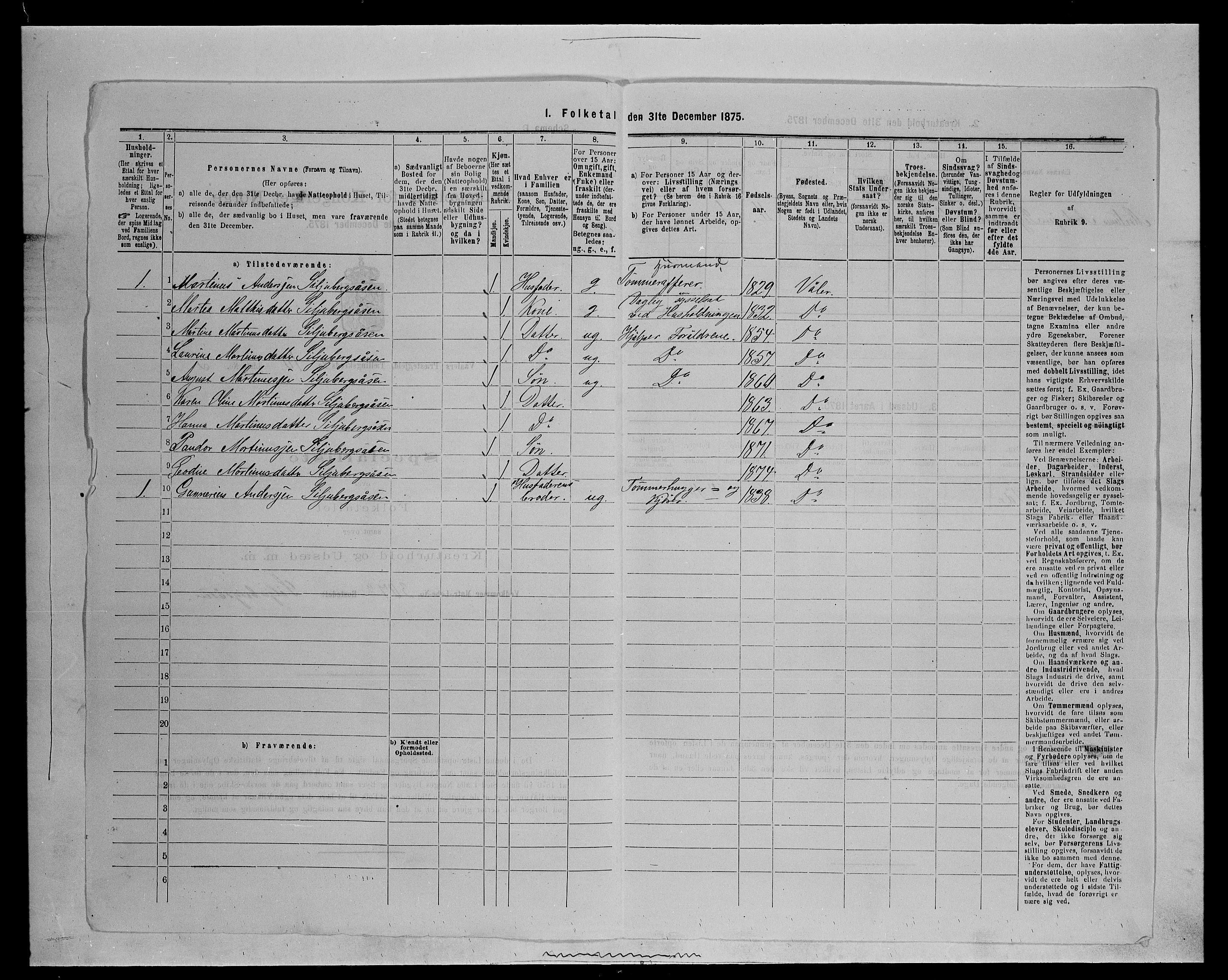 SAH, 1875 census for 0426P Våler parish (Hedmark), 1875, p. 1299