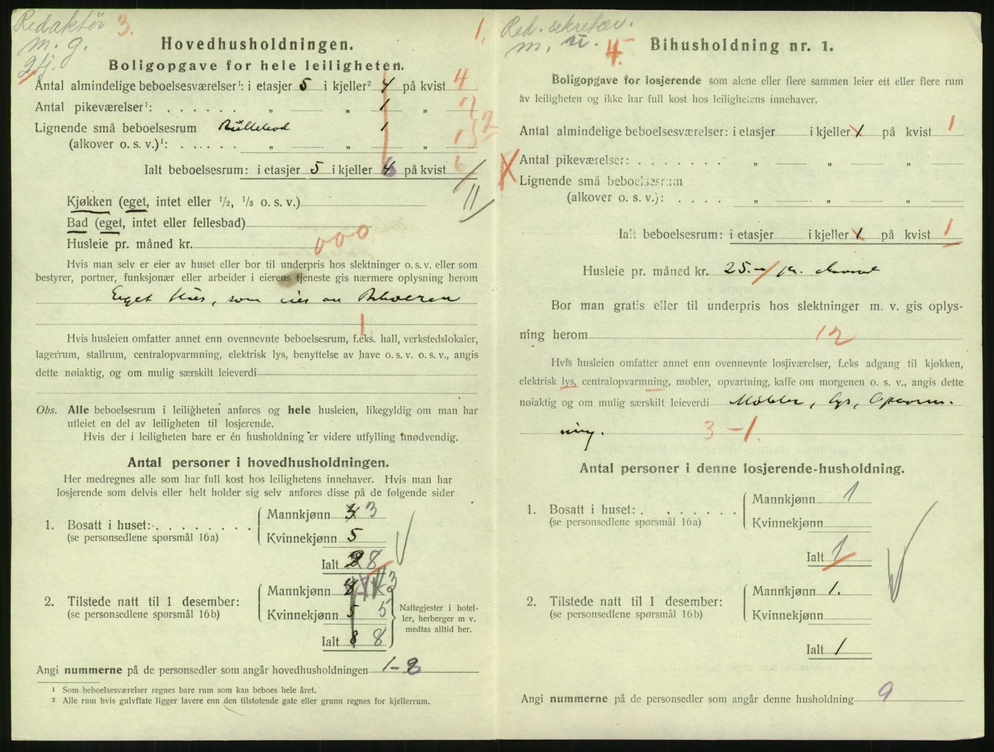 SAH, 1920 census for Lillehammer, 1920, p. 1989