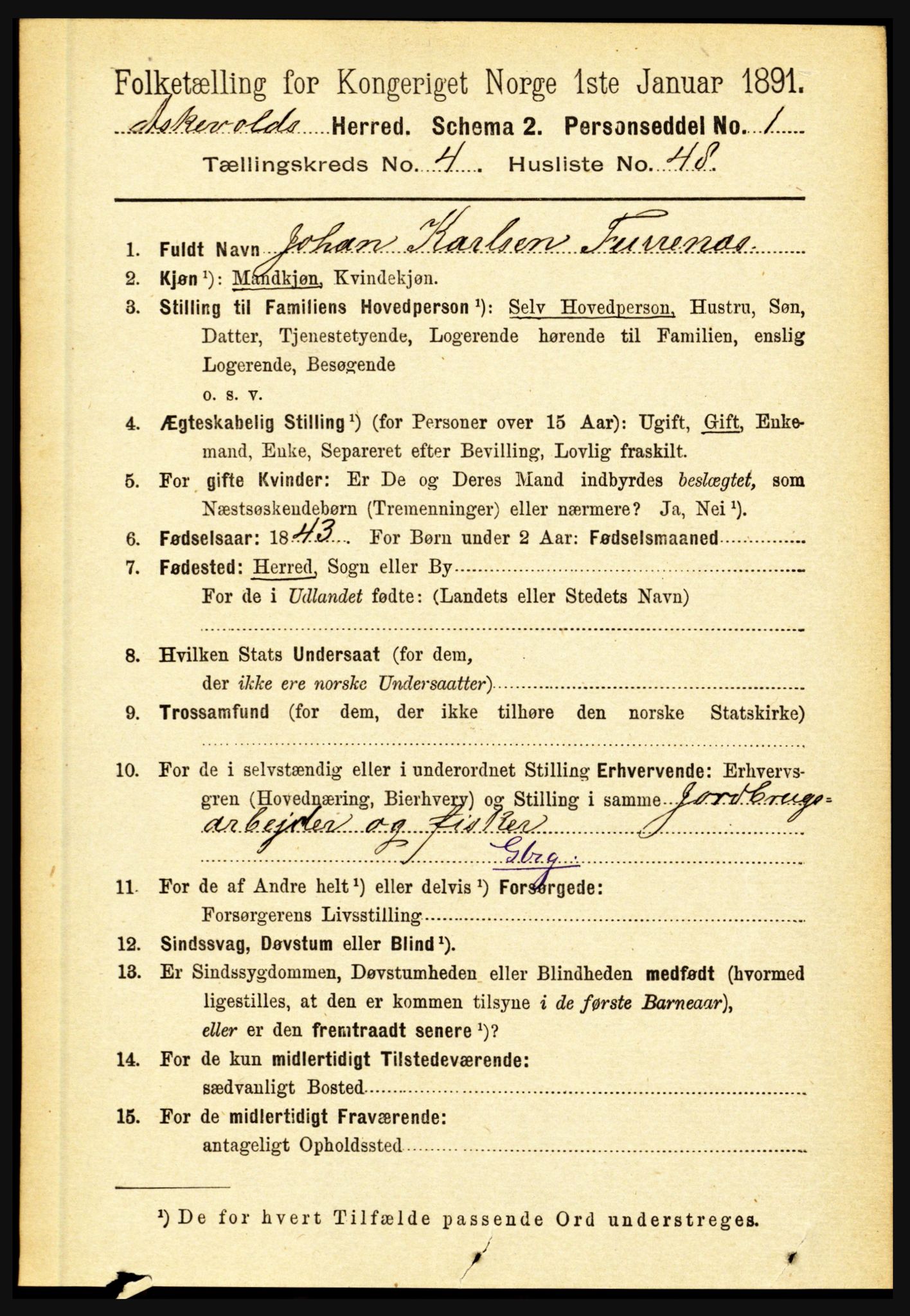 RA, 1891 census for 1428 Askvoll, 1891, p. 1470