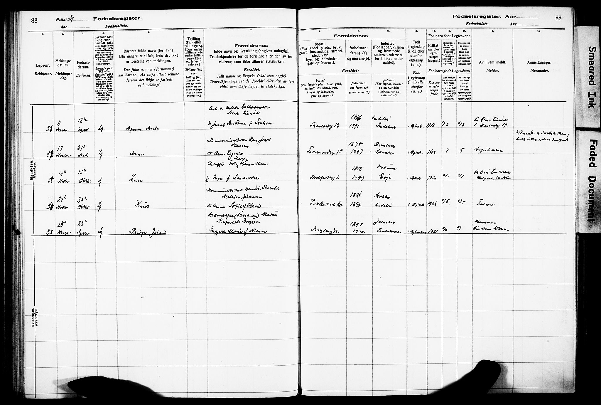 Sandefjord kirkebøker, SAKO/A-315/J/Ja/L0001: Birth register no. 1, 1916-1932, p. 88