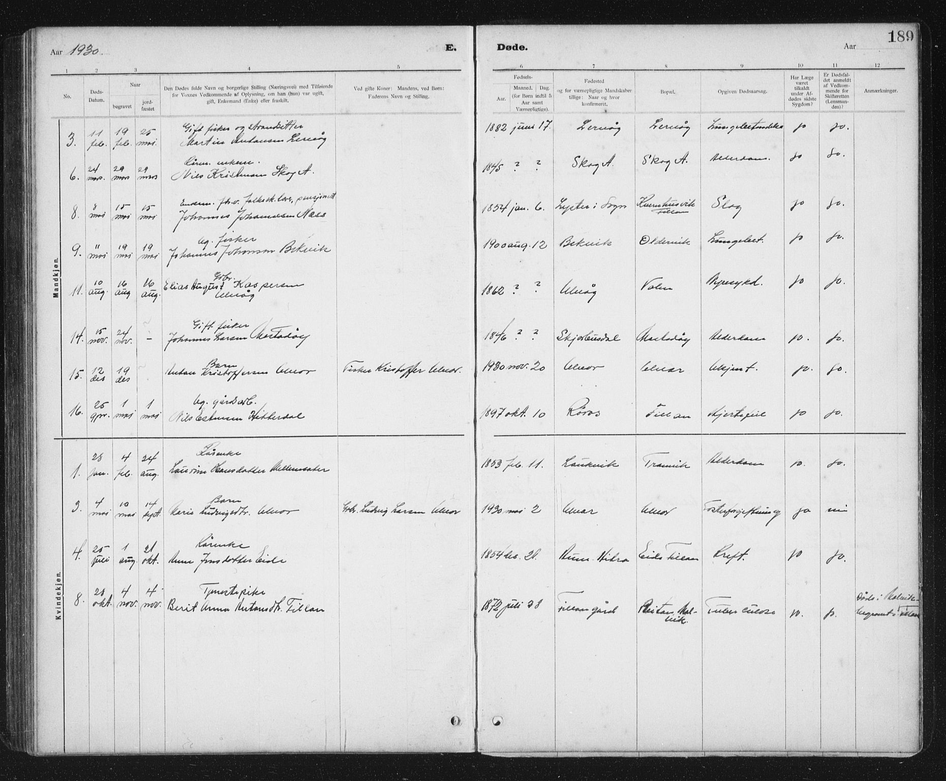 Ministerialprotokoller, klokkerbøker og fødselsregistre - Sør-Trøndelag, SAT/A-1456/637/L0563: Parish register (copy) no. 637C04, 1899-1940, p. 189