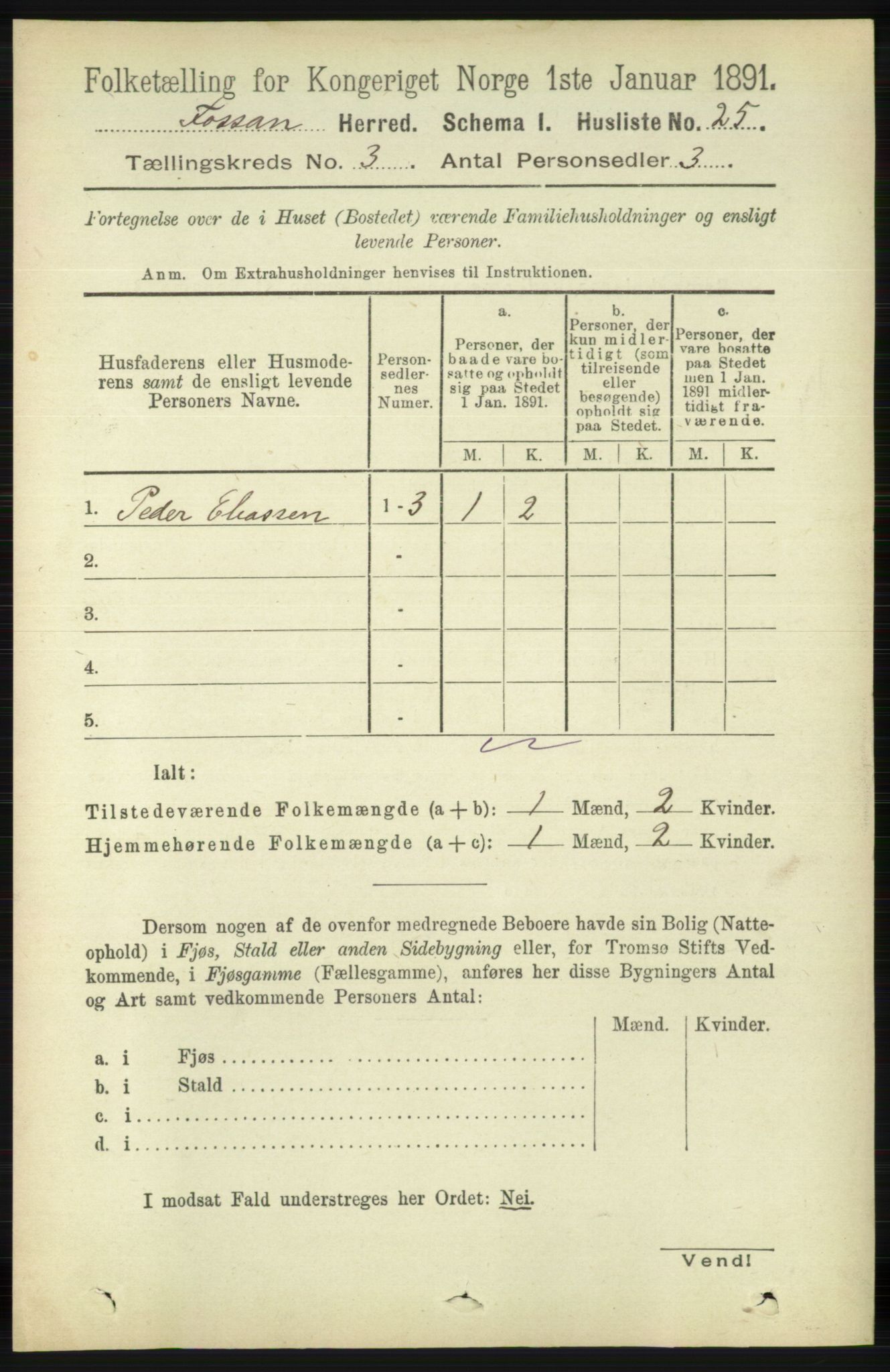 RA, 1891 census for 1129 Forsand, 1891, p. 323