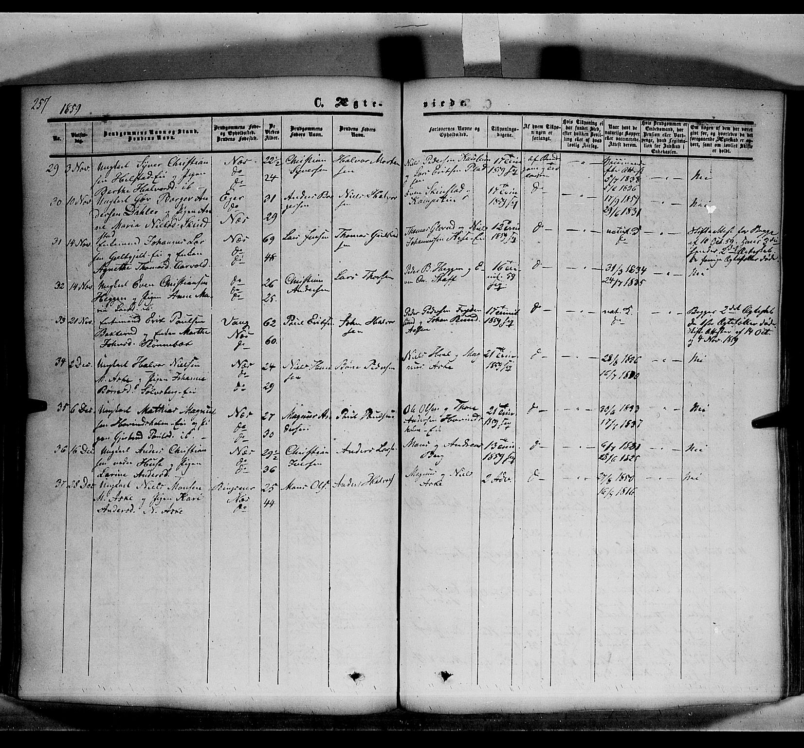 Nes prestekontor, Hedmark, AV/SAH-PREST-020/K/Ka/L0004: Parish register (official) no. 4, 1852-1886, p. 257