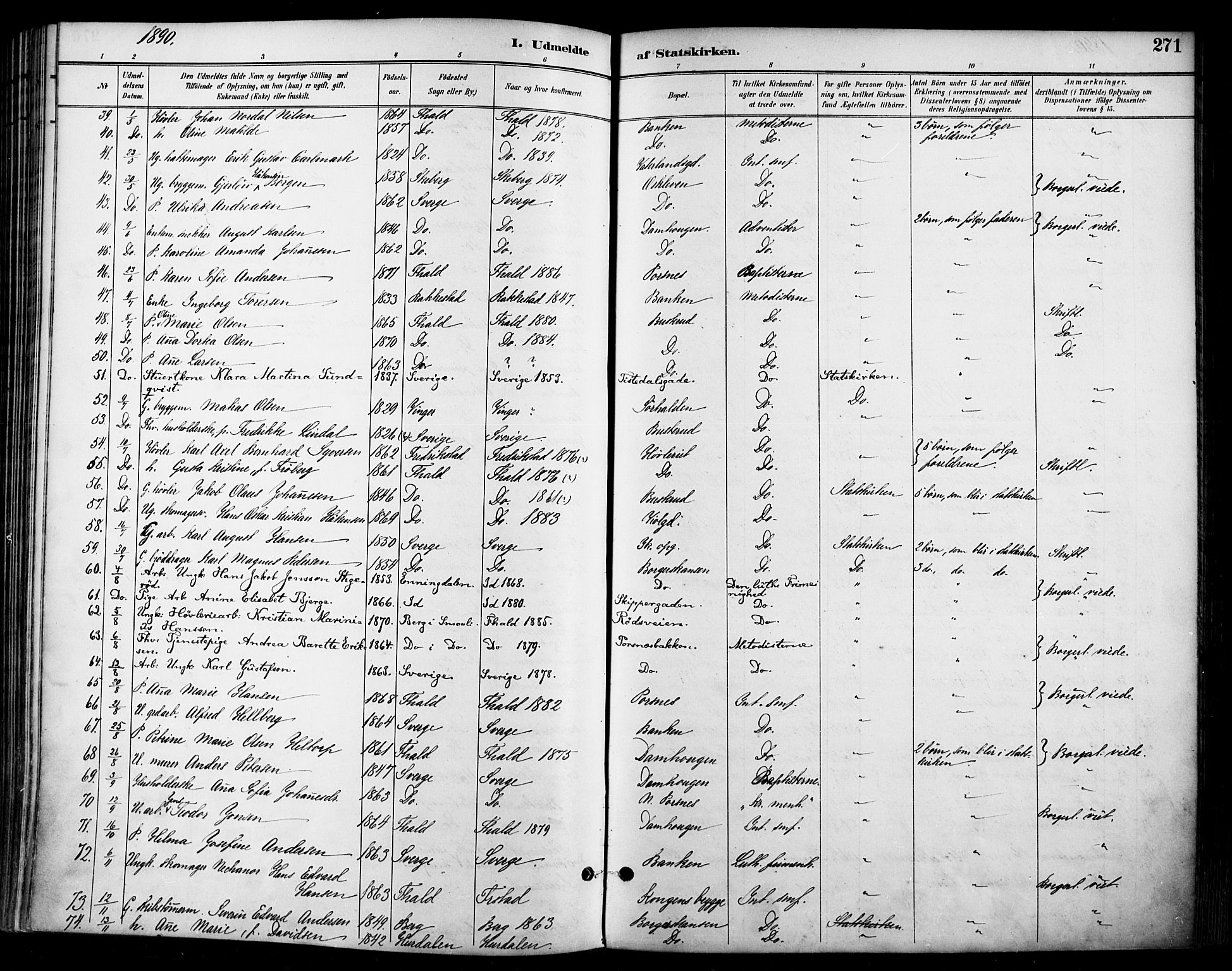 Halden prestekontor Kirkebøker, SAO/A-10909/F/Fa/L0014: Parish register (official) no. I 14, 1890-1906, p. 271