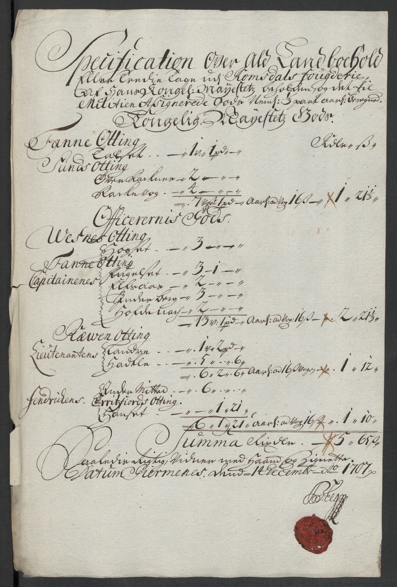 Rentekammeret inntil 1814, Reviderte regnskaper, Fogderegnskap, RA/EA-4092/R55/L3658: Fogderegnskap Romsdal, 1707-1708, p. 100
