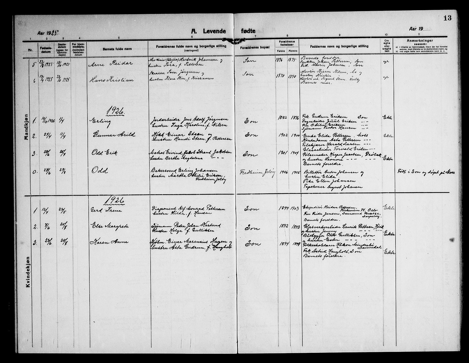 Vestby prestekontor Kirkebøker, AV/SAO-A-10893/G/Gc/L0004: Parish register (copy) no. III 4, 1915-1946, p. 13