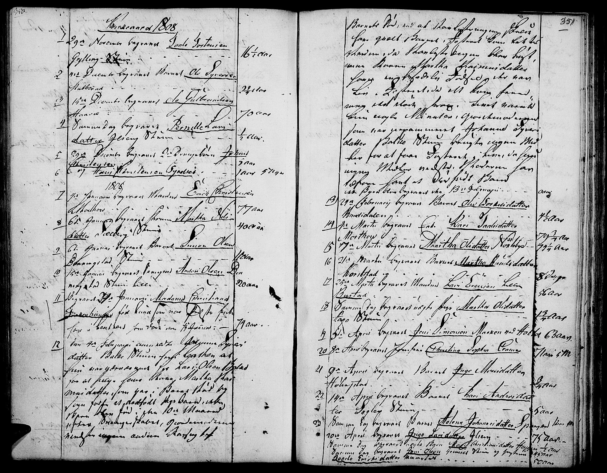 Løten prestekontor, AV/SAH-PREST-022/K/Ka/L0004: Parish register (official) no. 4, 1801-1814, p. 350-351