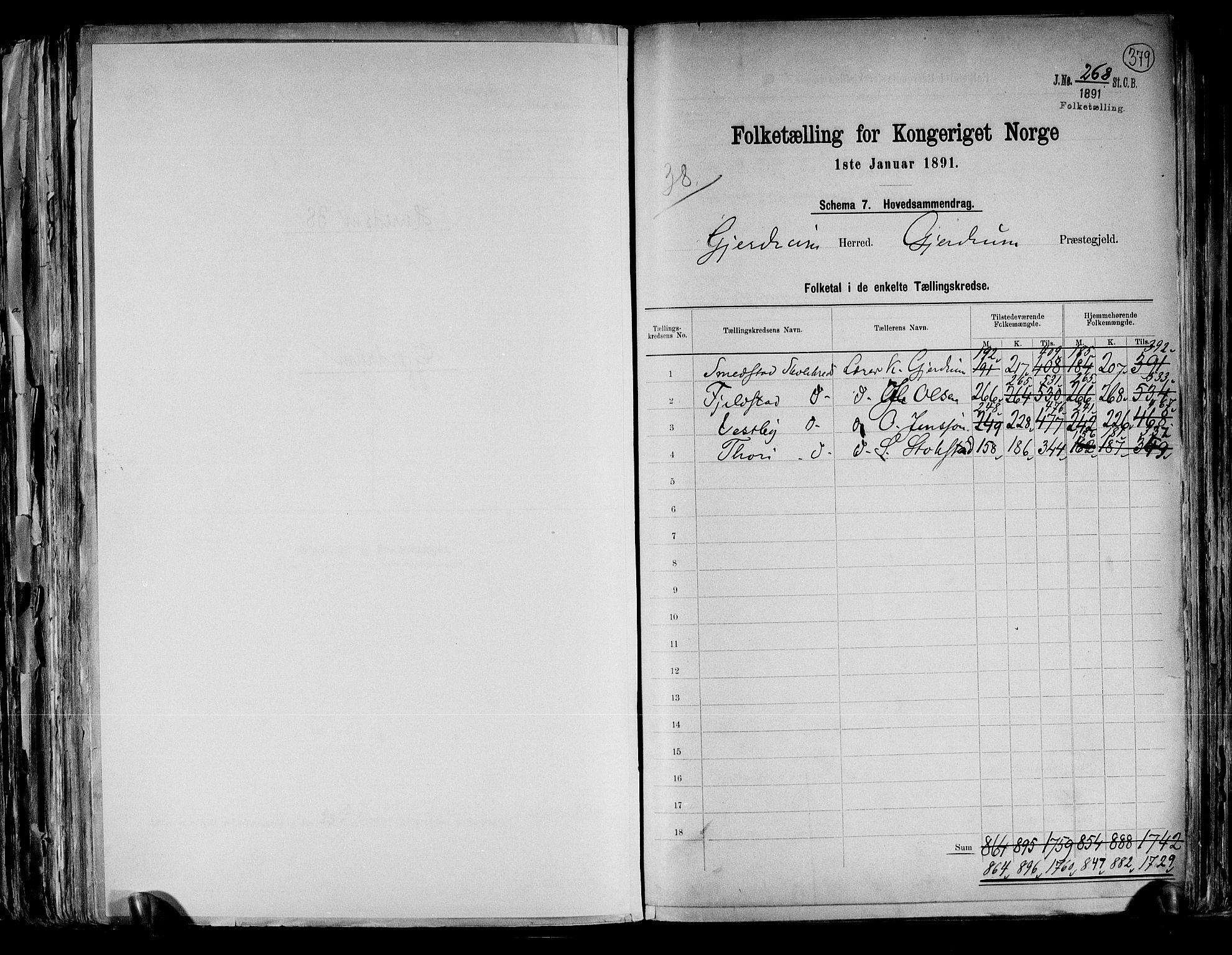 RA, 1891 census for 0234 Gjerdrum, 1891, p. 2