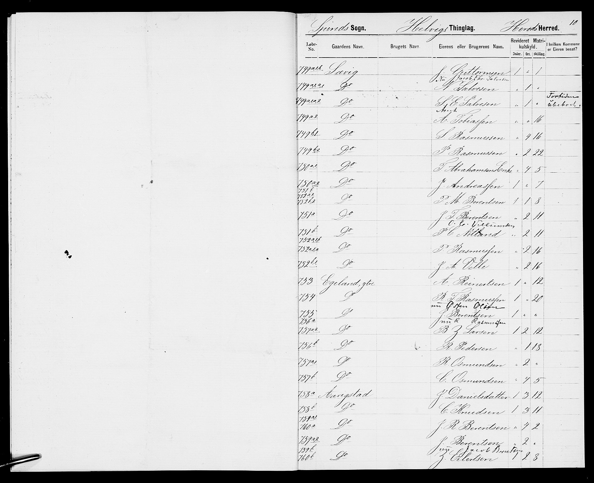 SAK, 1875 census for 1039P Herad, 1875, p. 12