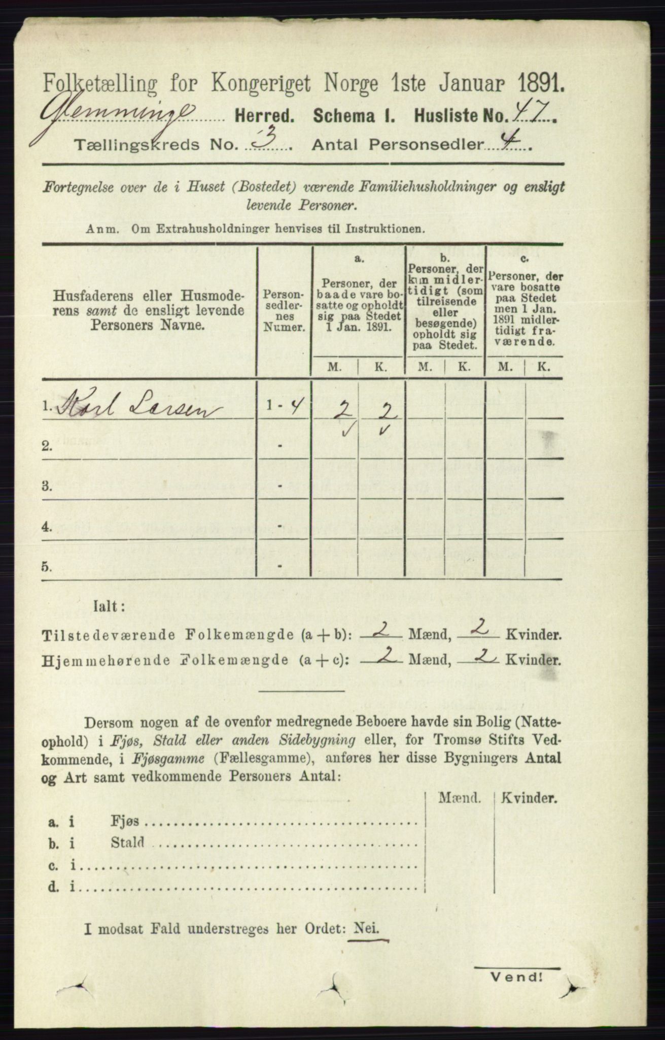 RA, 1891 census for 0132 Glemmen, 1891, p. 1838