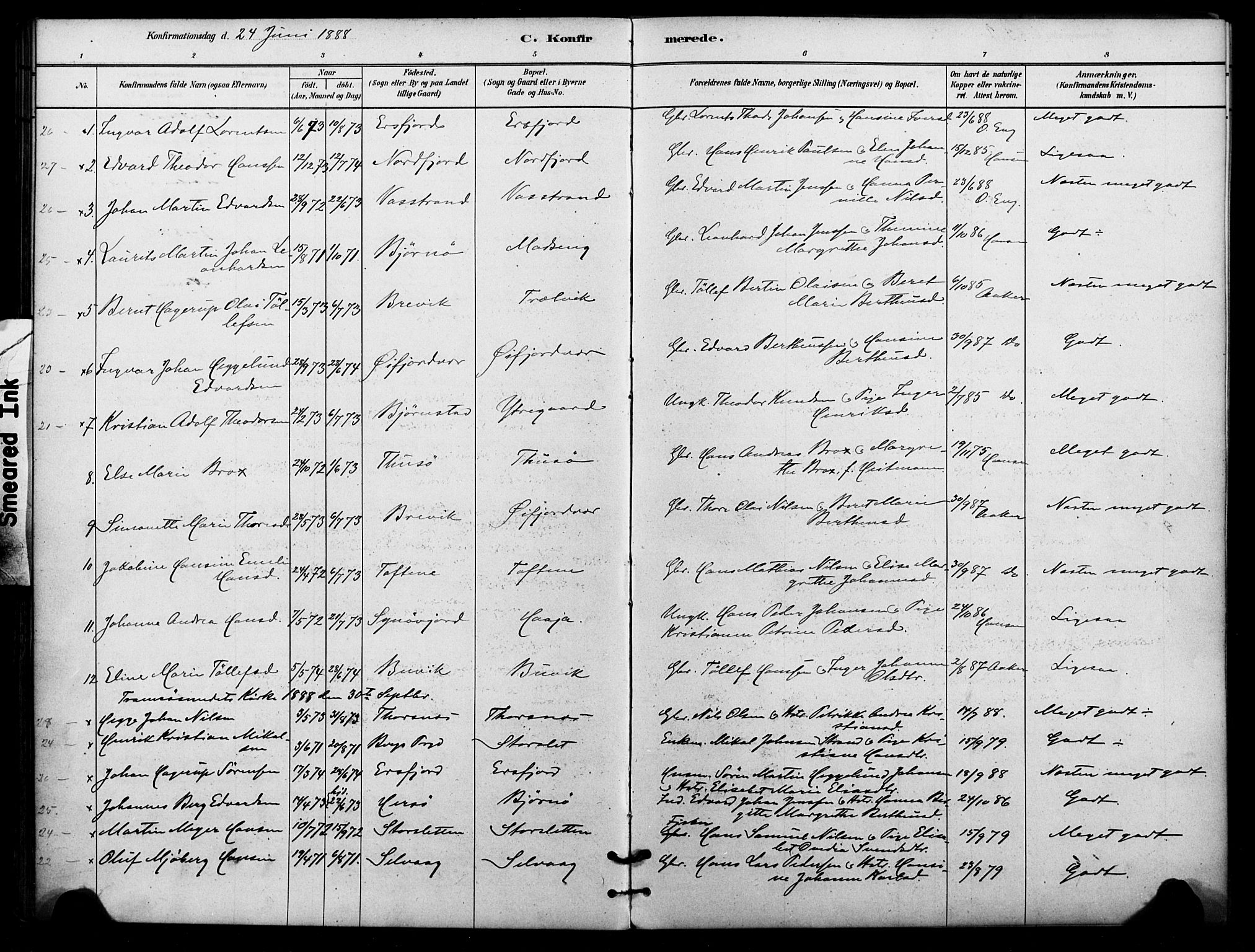 Lenvik sokneprestembete, AV/SATØ-S-1310/H/Ha/Haa/L0012kirke: Parish register (official) no. 12, 1880-1895