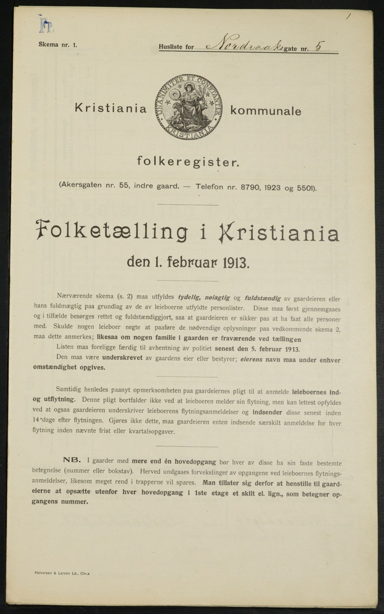 OBA, Municipal Census 1913 for Kristiania, 1913, p. 73425