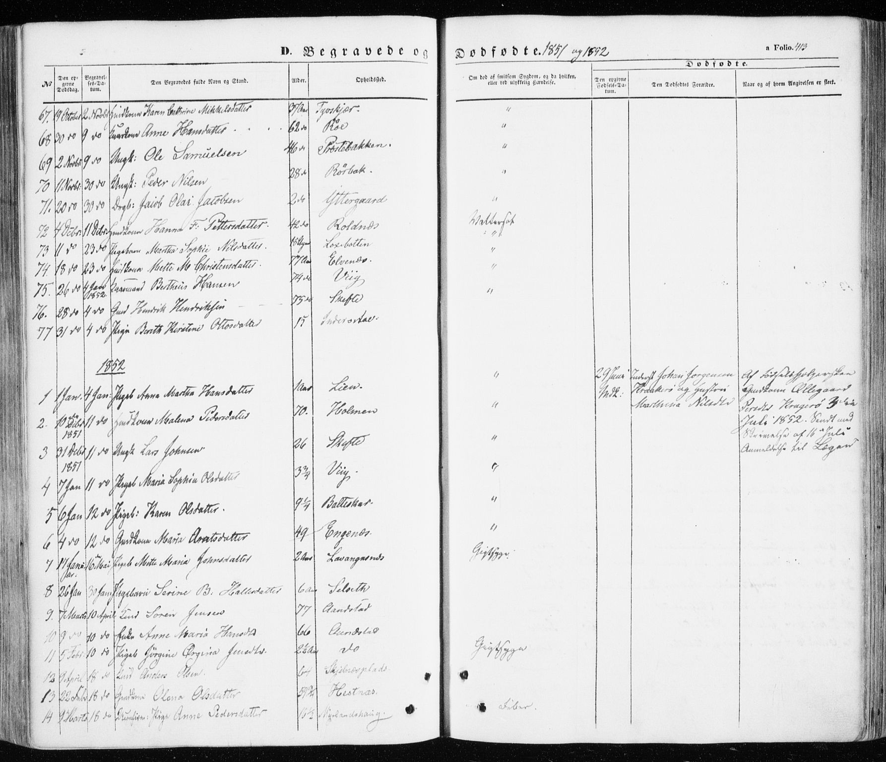 Ibestad sokneprestembete, SATØ/S-0077/H/Ha/Haa/L0008kirke: Parish register (official) no. 8, 1850-1859, p. 413