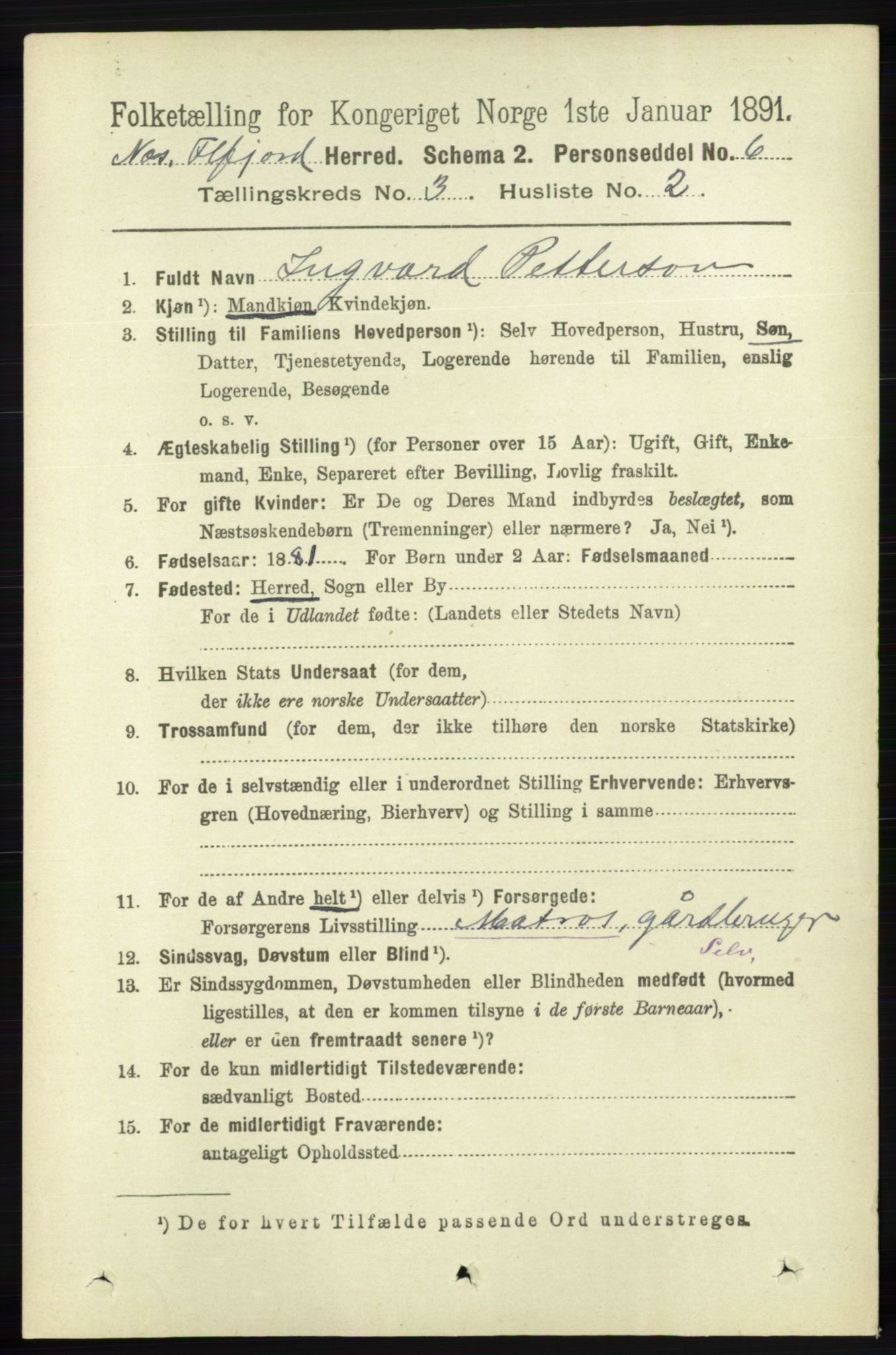 RA, 1891 census for 1043 Hidra og Nes, 1891, p. 932