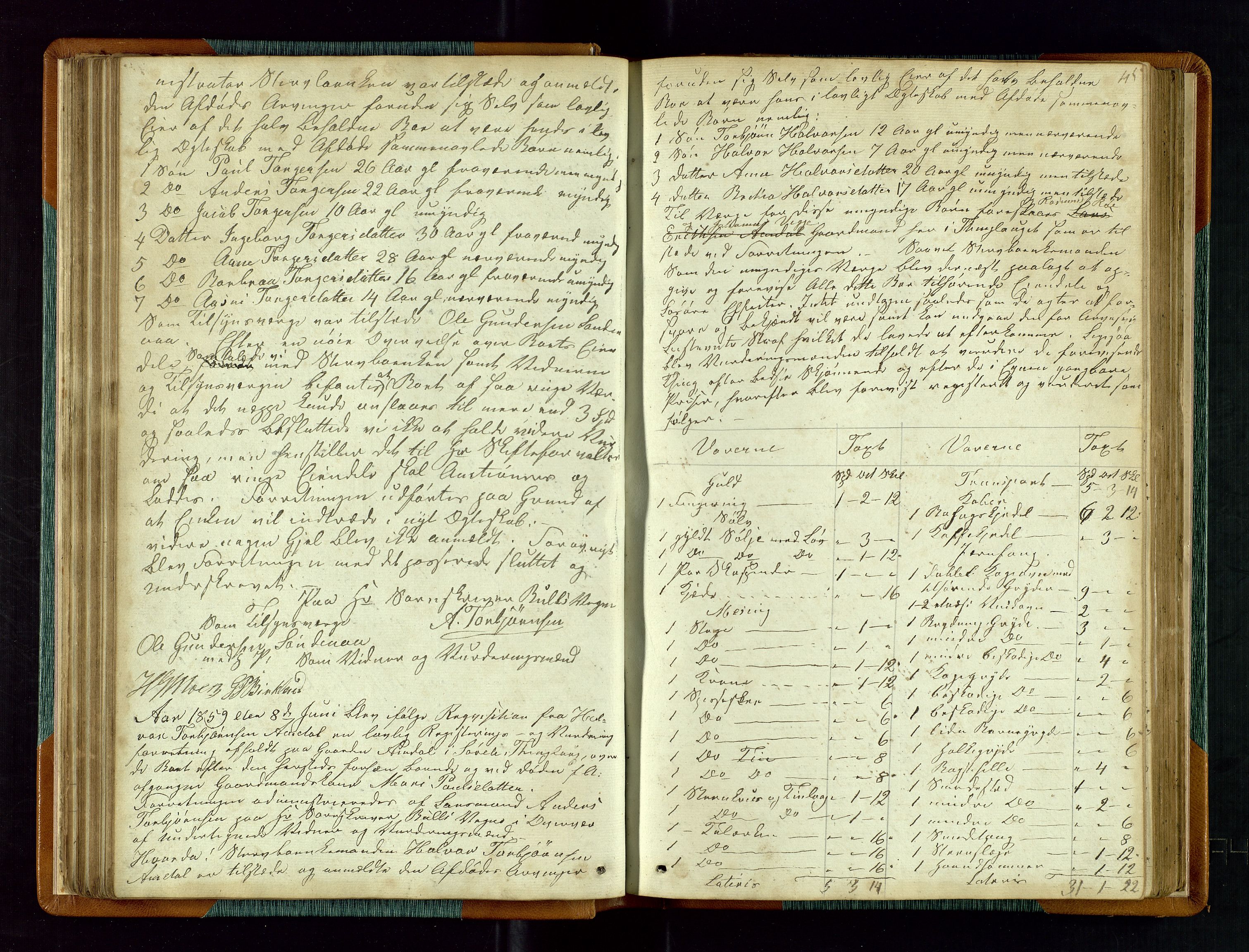Ryfylke tingrett, AV/SAST-A-100055/001/IV/IVE/L0005: Skifteregistreringsprotokoll Sauda, 1852-1874, p. 44b-45a
